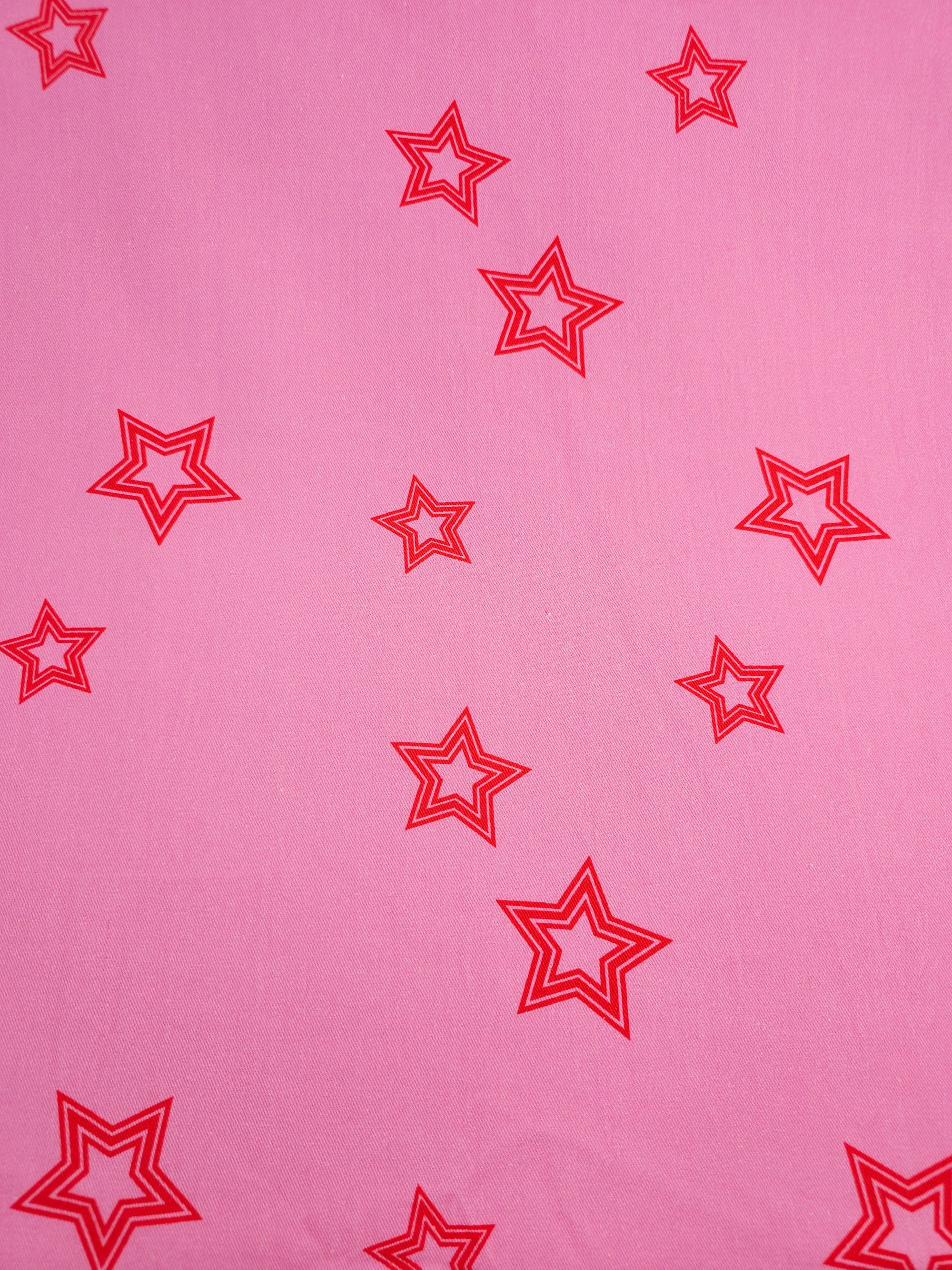 Pink/Red Star Mediumweight Cotton