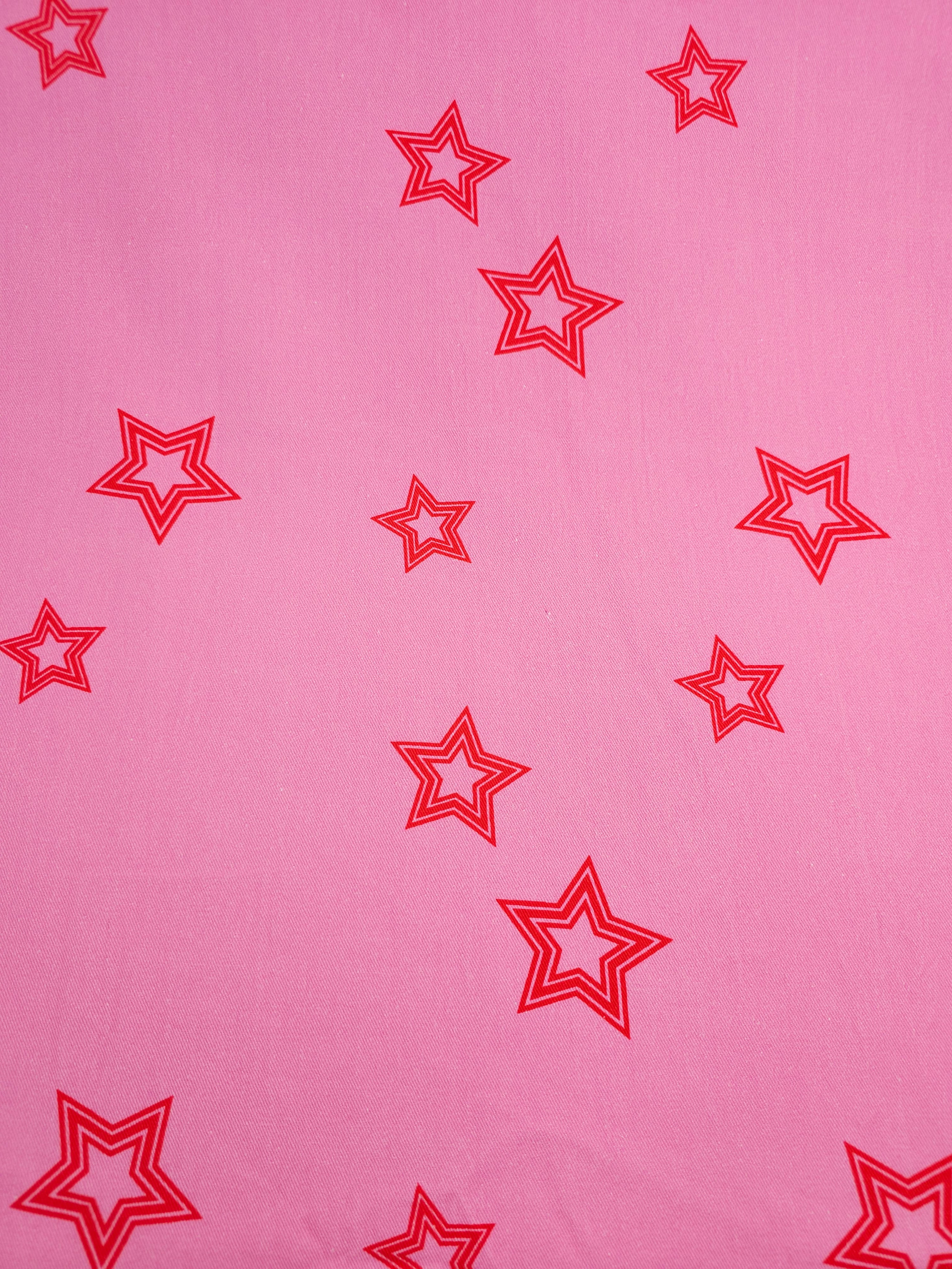 Pink/Red Star Mediumweight Cotton