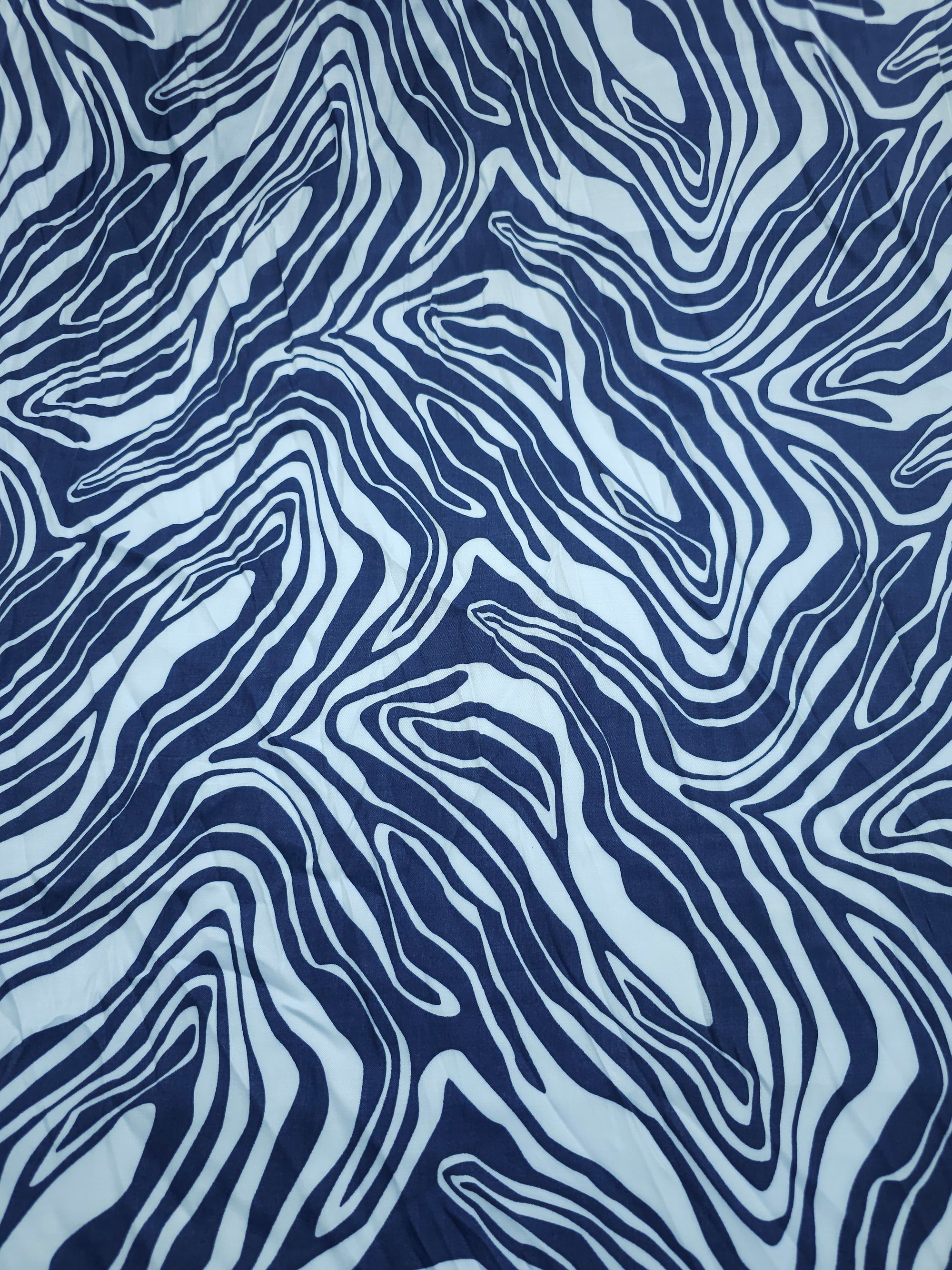 Blue Two-Tone Abstract Swirl Viscose Satin