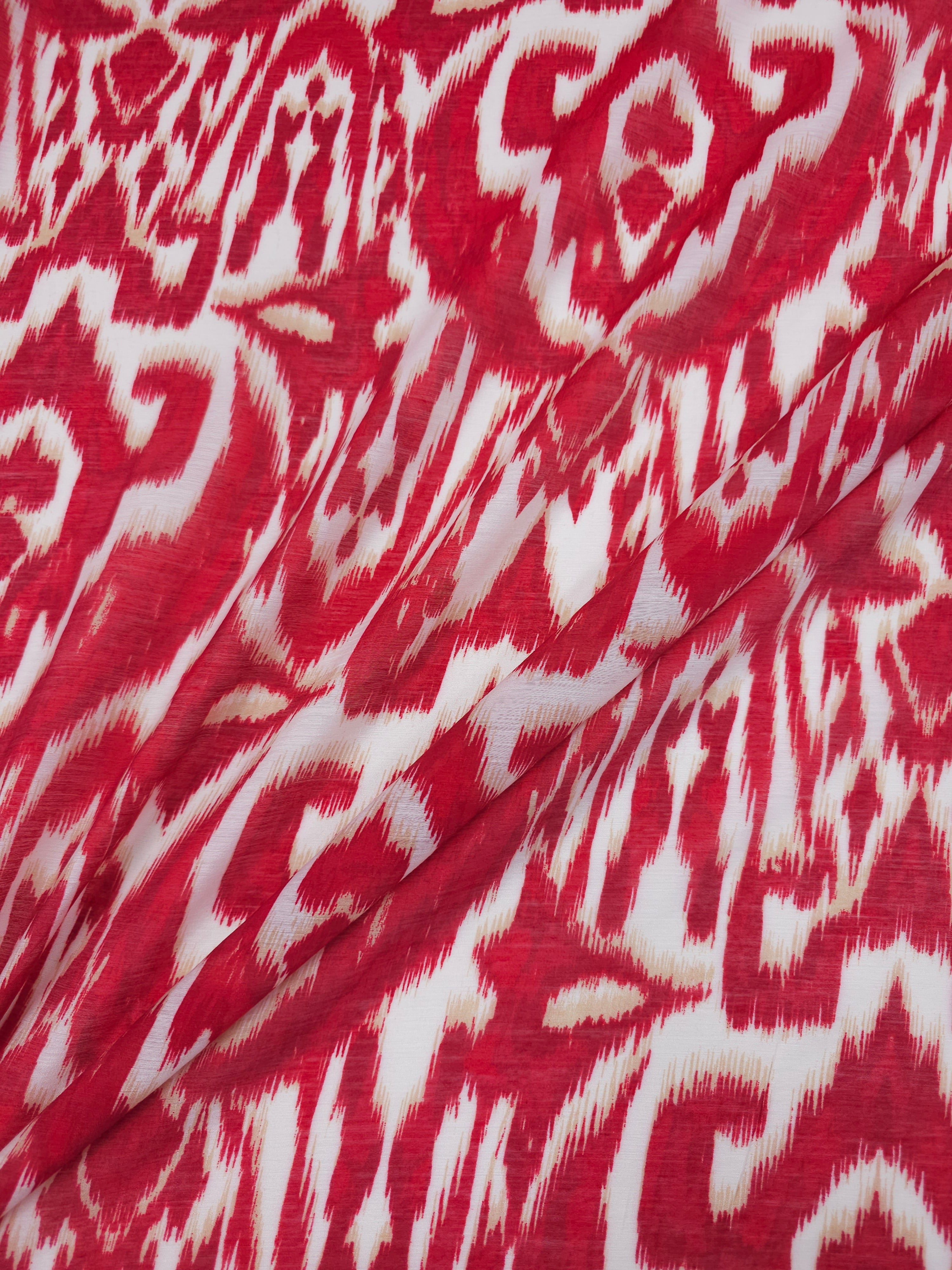 Red Blur Damask Viscose Voile