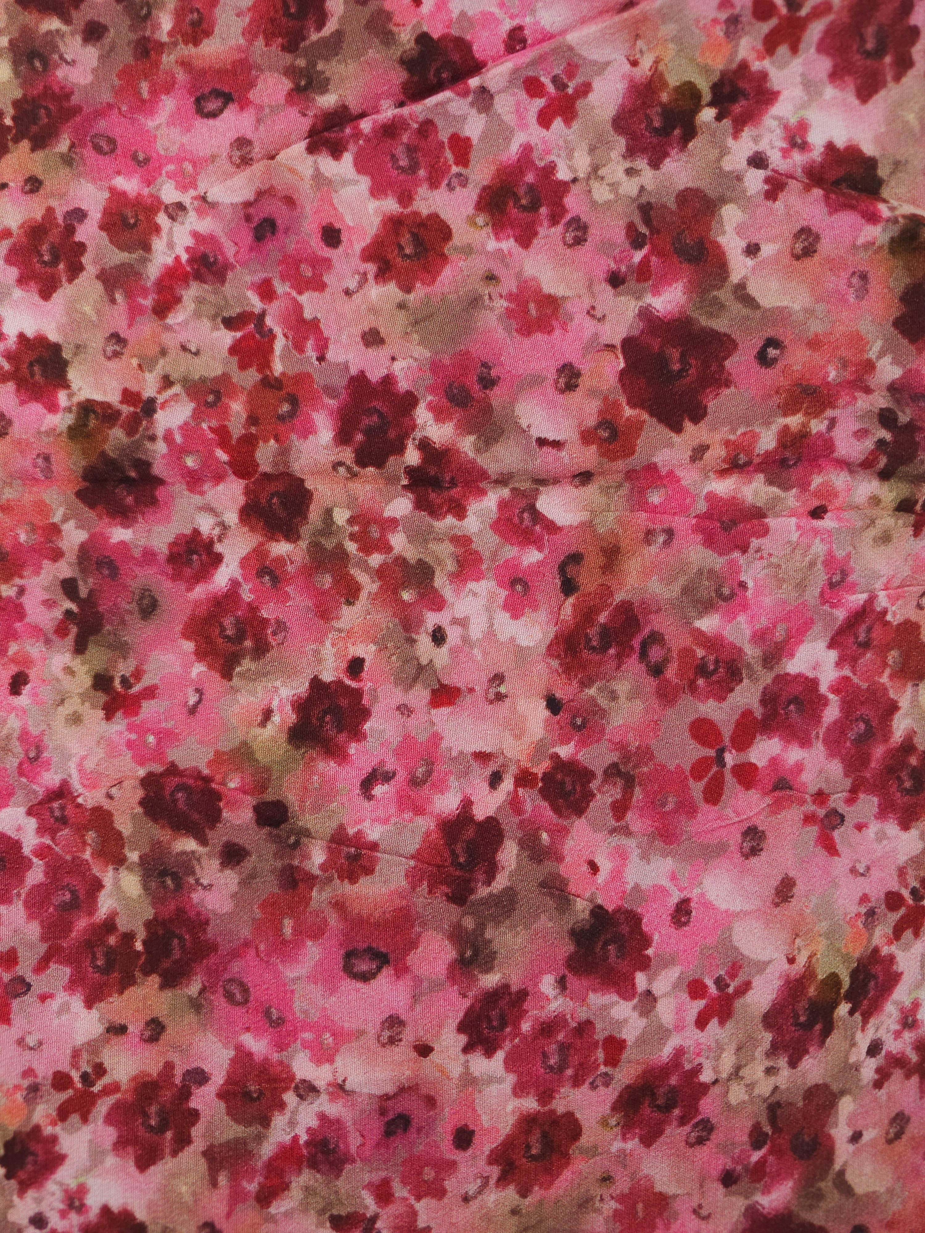 Rose pink flower Viscose crepe- 3.3m piece