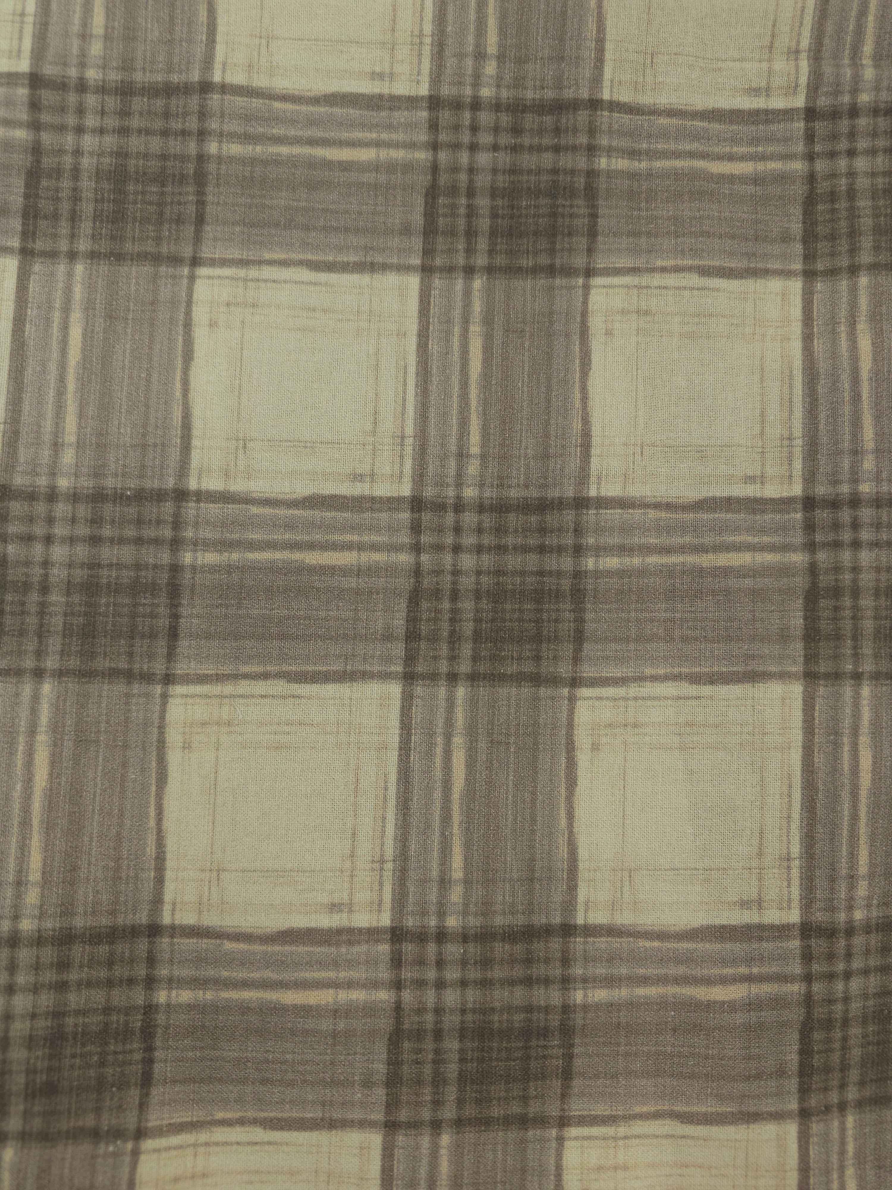 Beige grey check Cotton- 1m piece
