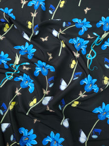  Black Butterfly Floral Poly Crepe