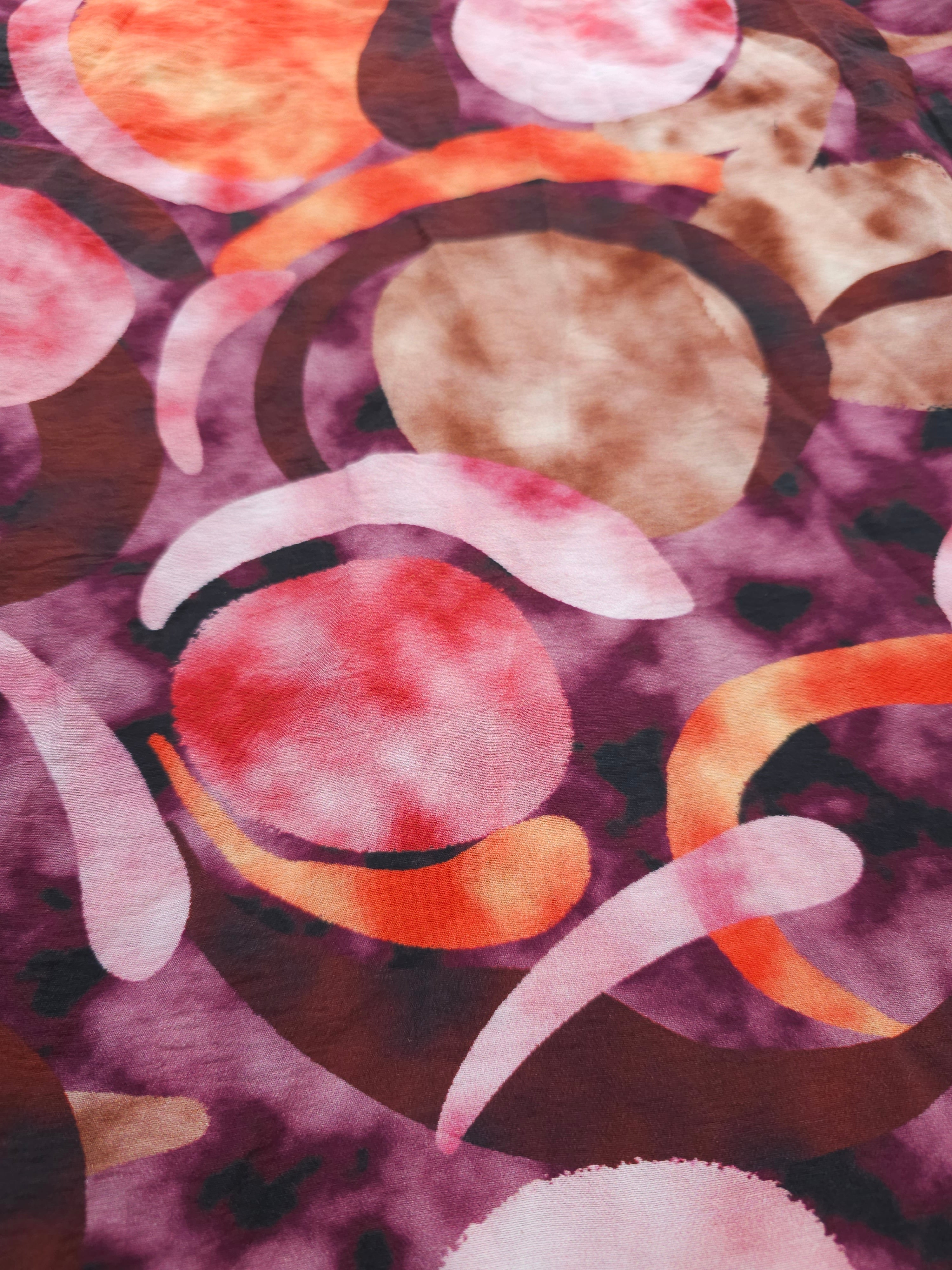 Plums and oranges watercolour Viscose- 5.5m piece