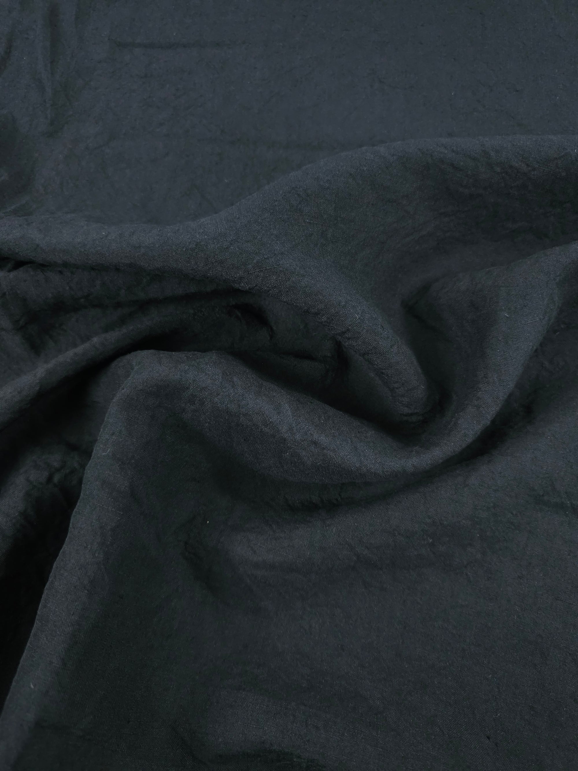 Black Textured Crinkle Cotton