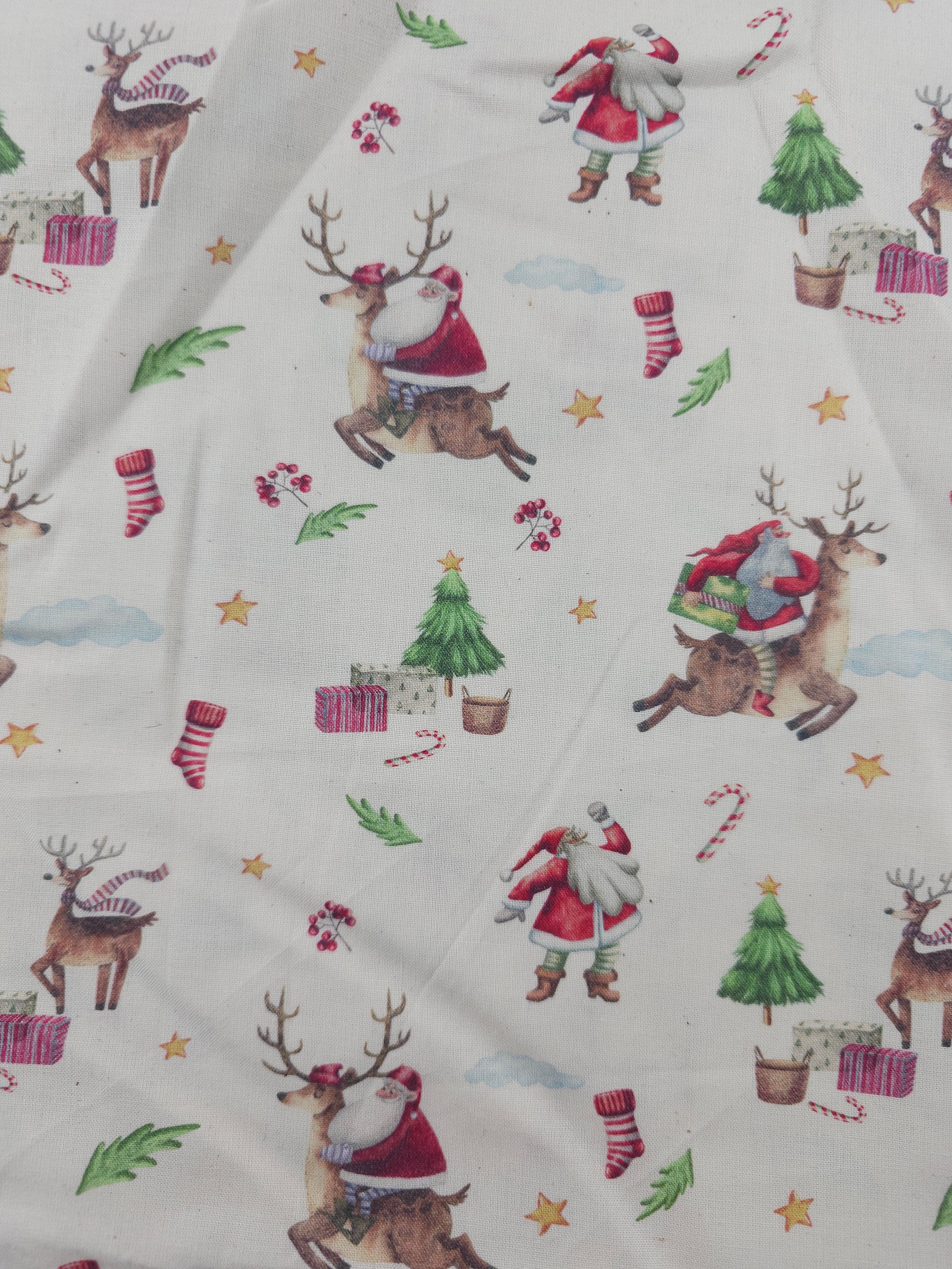 A cream christmas Cotton- 1m piece