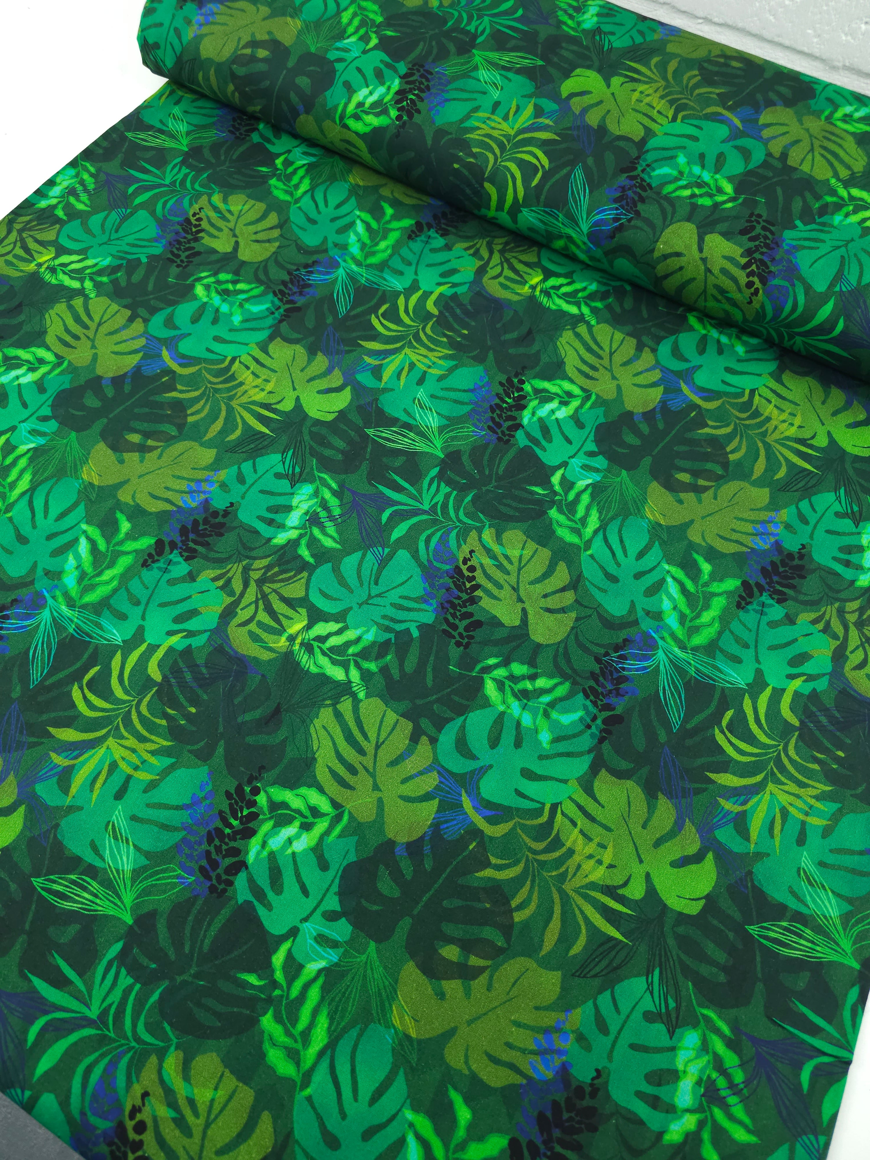 Midnight Jungle Palm Leaf 100% Cotton 104" - Robert Kaufman *EXTRA WIDE*