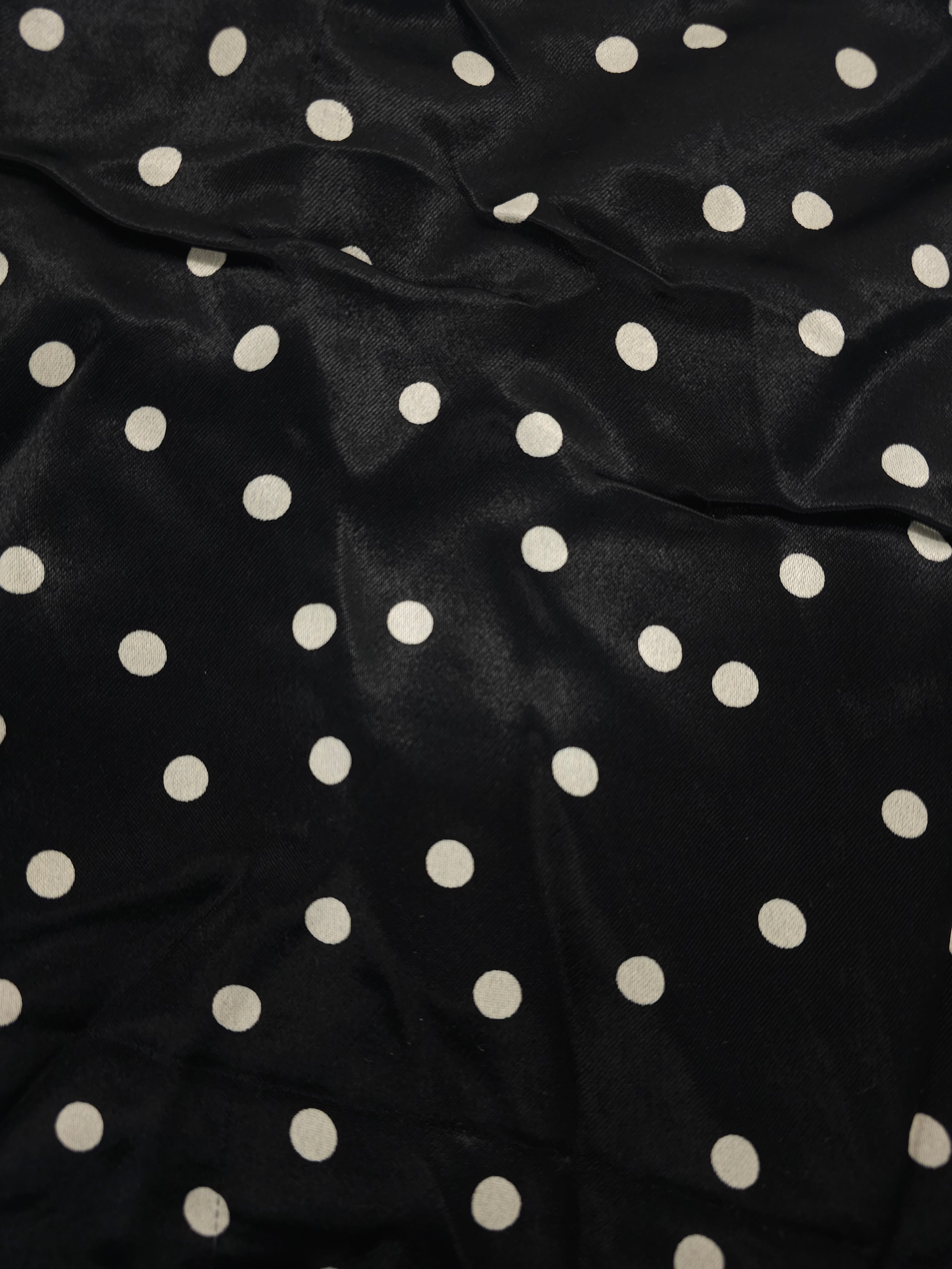 Black polka dot Viscose sateen- 1.7m piece