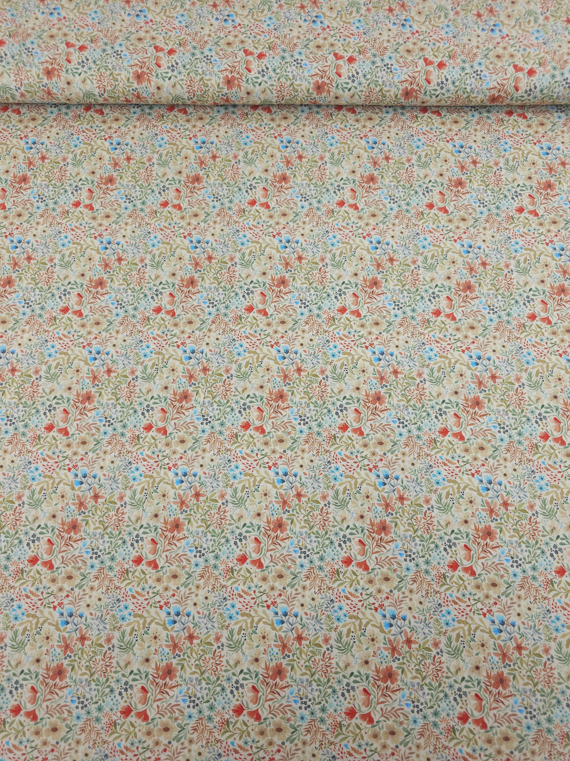 Warm Ditsy Floral Meadow Lightweight Cotton 57"