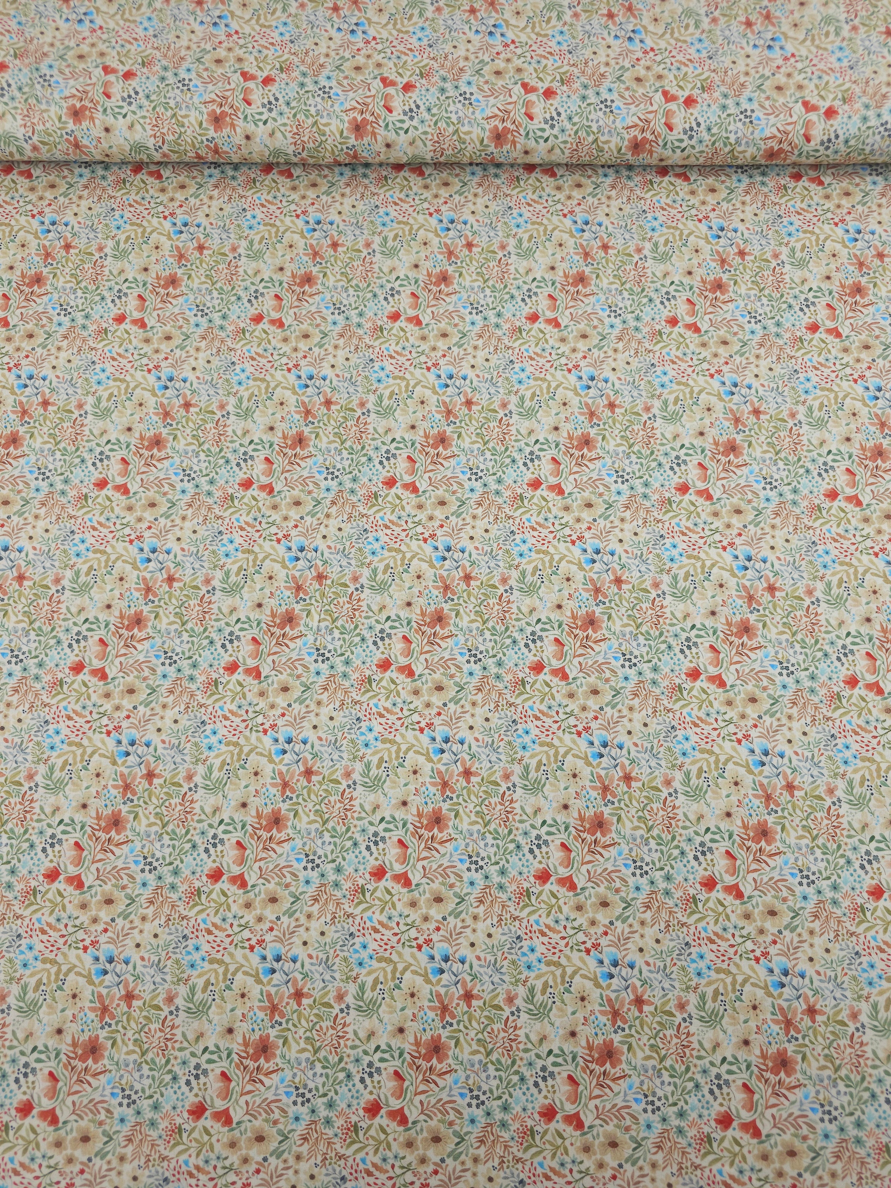 Warm Ditsy Floral Meadow Lightweight Cotton 57"