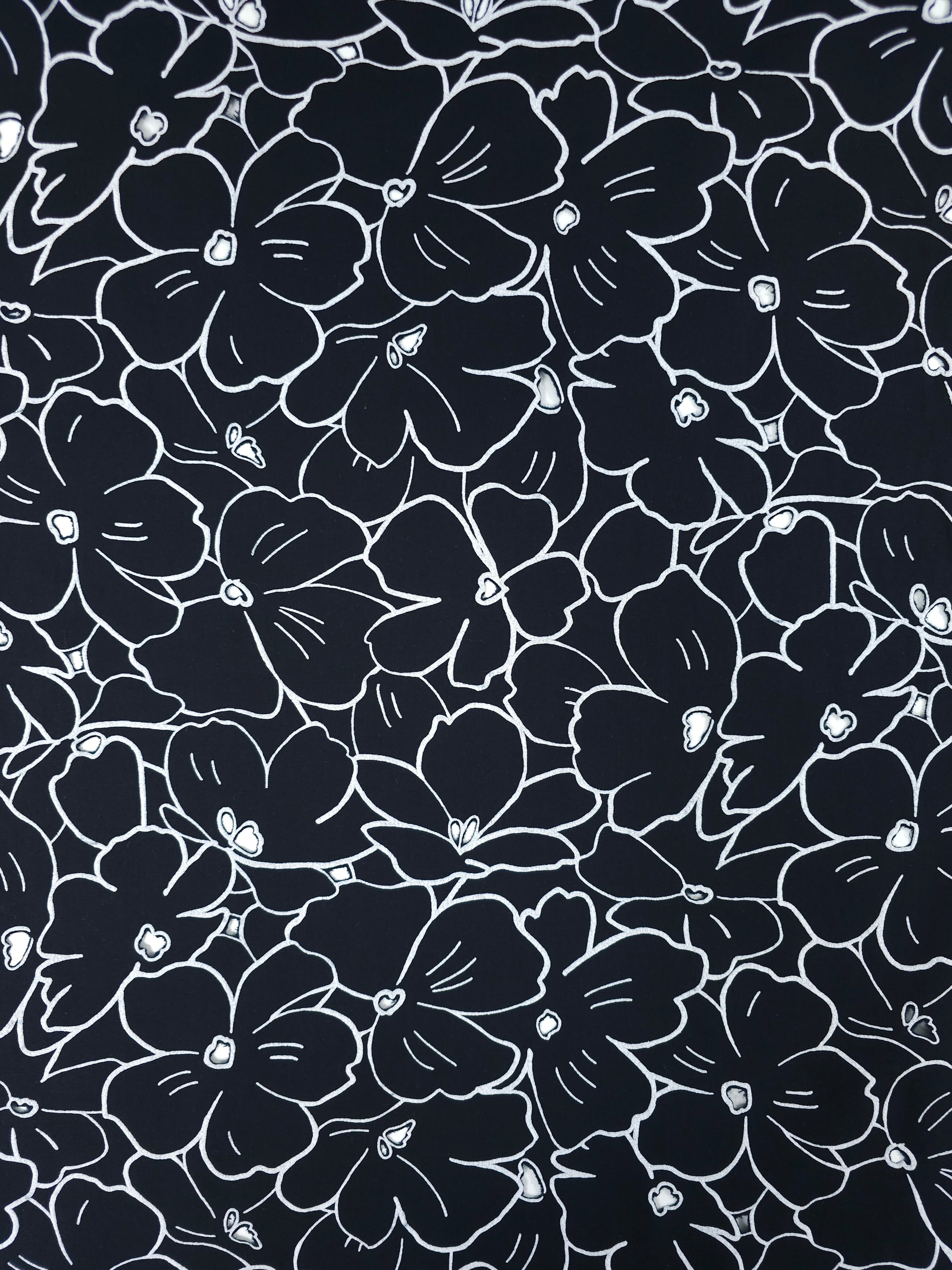 Black/White Floral Laser Cut Cotton