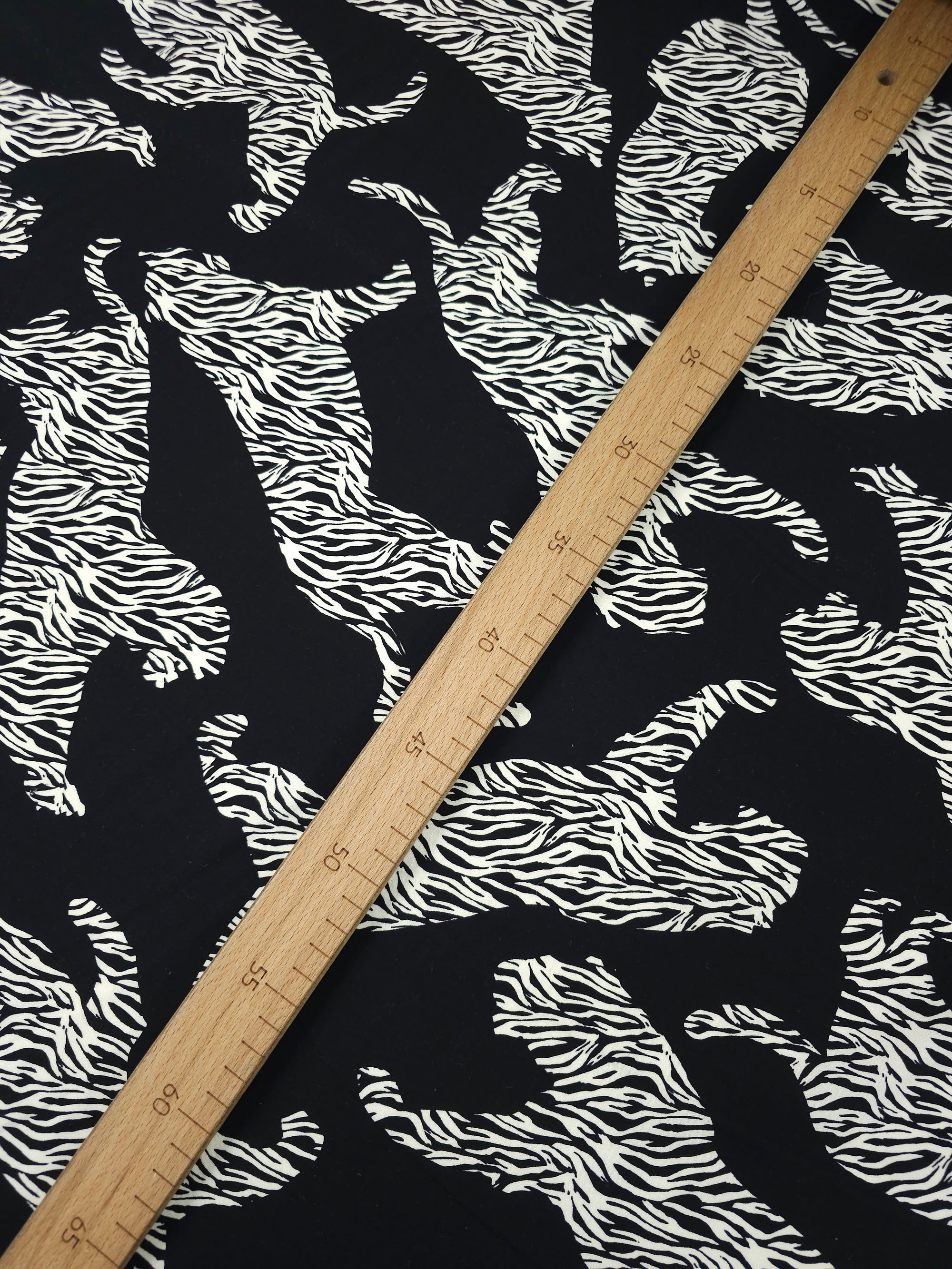 Black/Off-White Abstract Leopard Viscose Challis