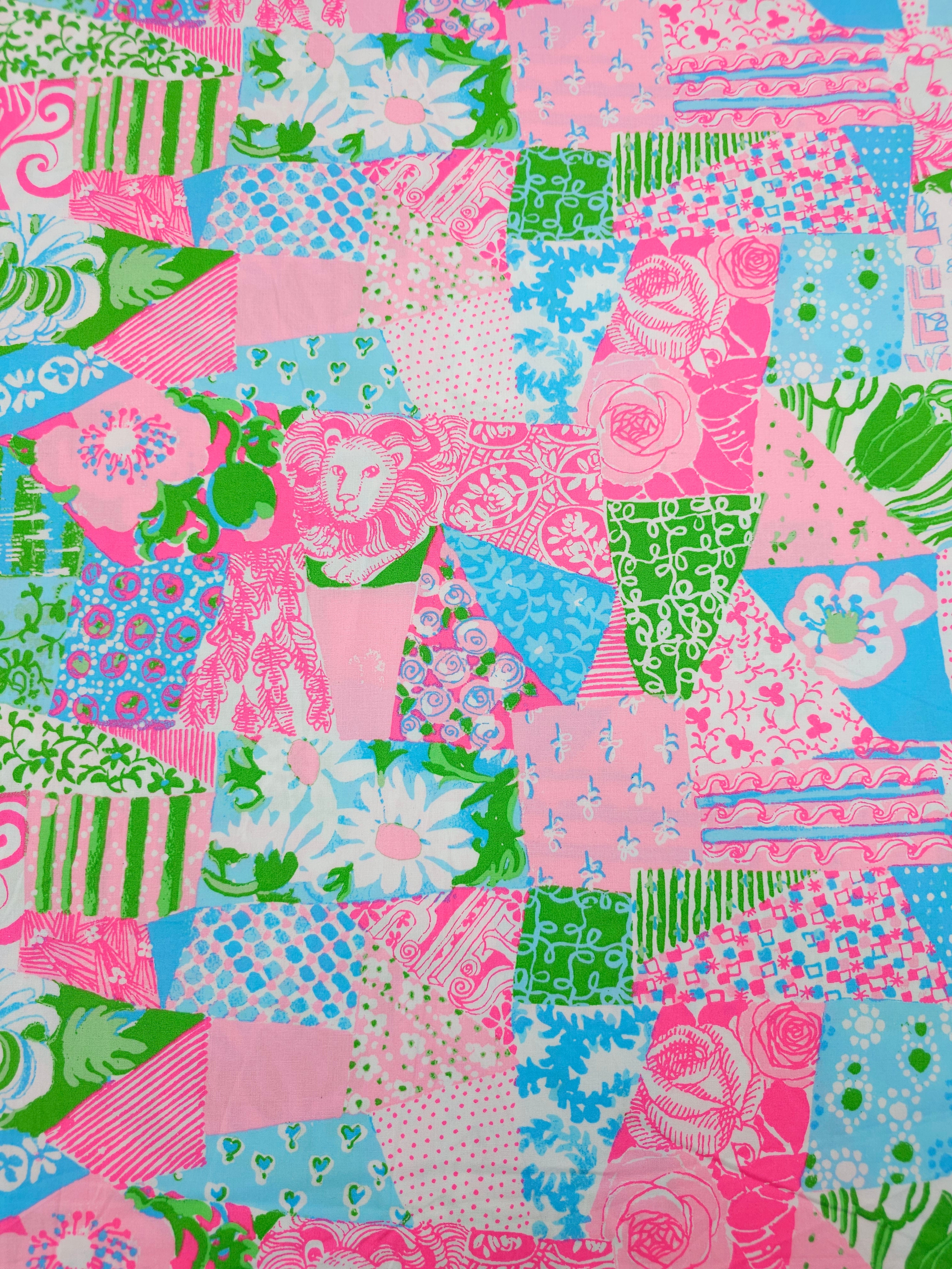 Neon Colour Shifter Abstract Floral Lion Cotton Poplin - Lilly Pulitzer