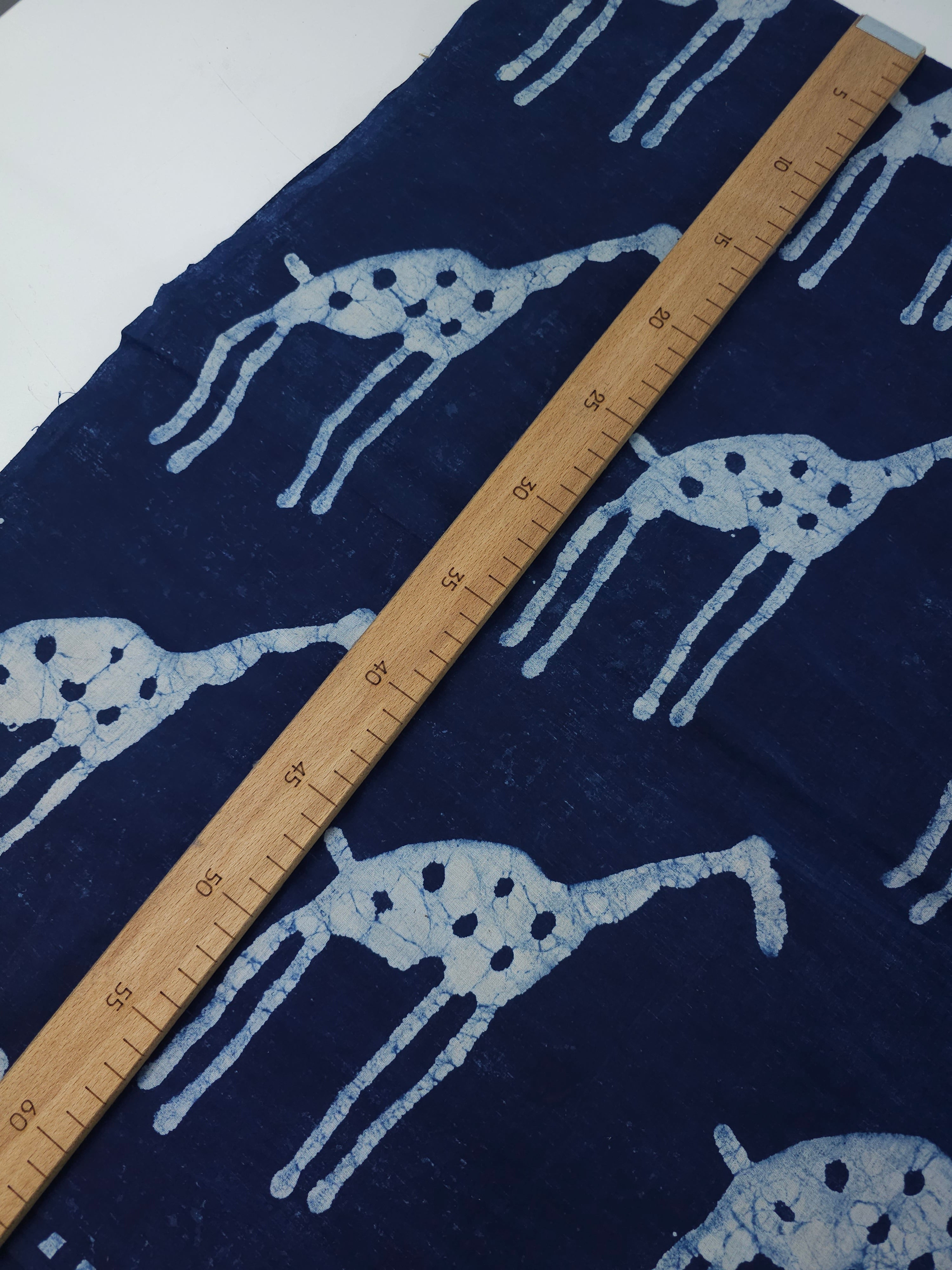 Deep Blue Giraffe Block Print Cotton