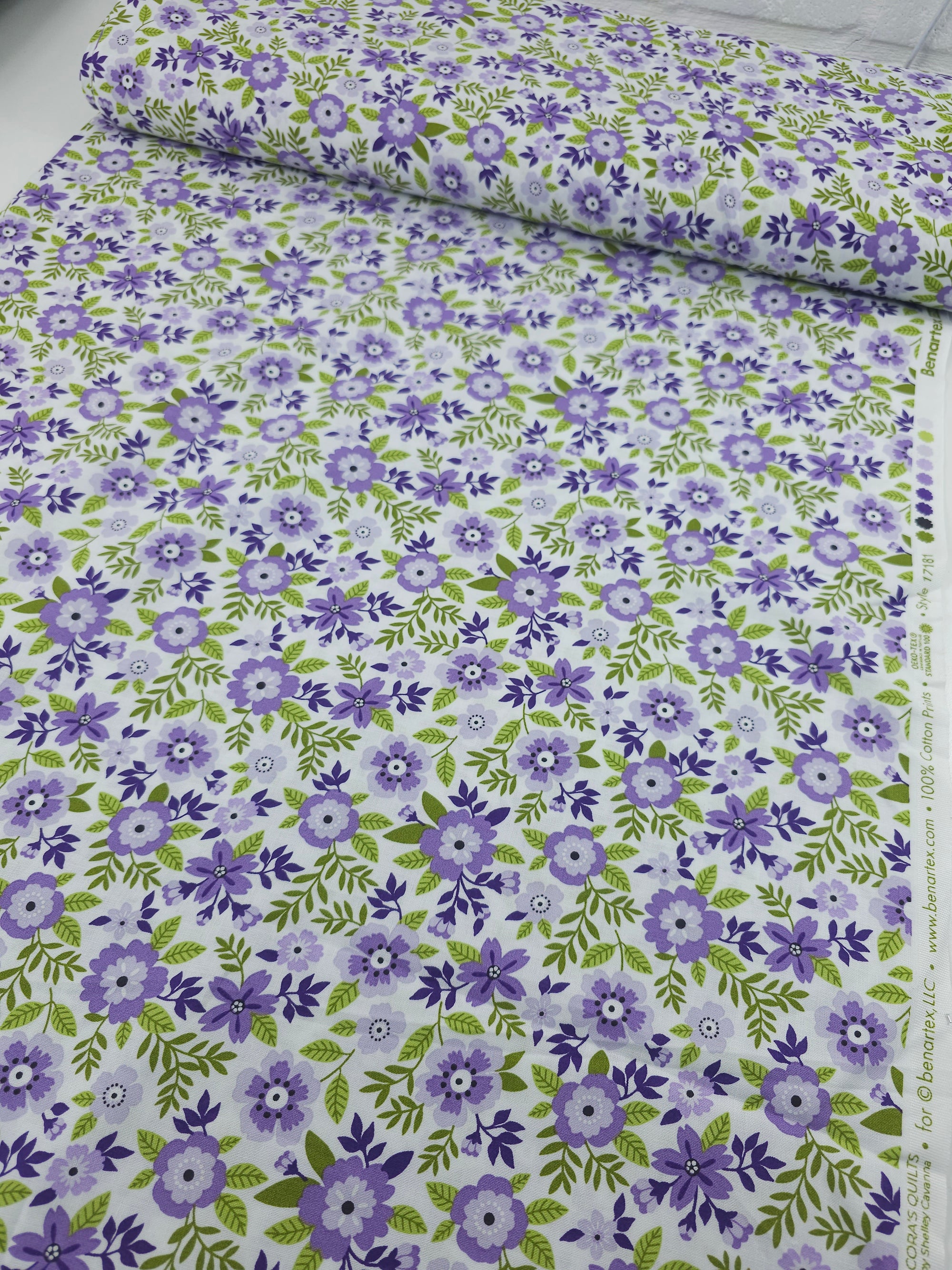 Small Lilac Garden Bloom Floral 100% Cotton