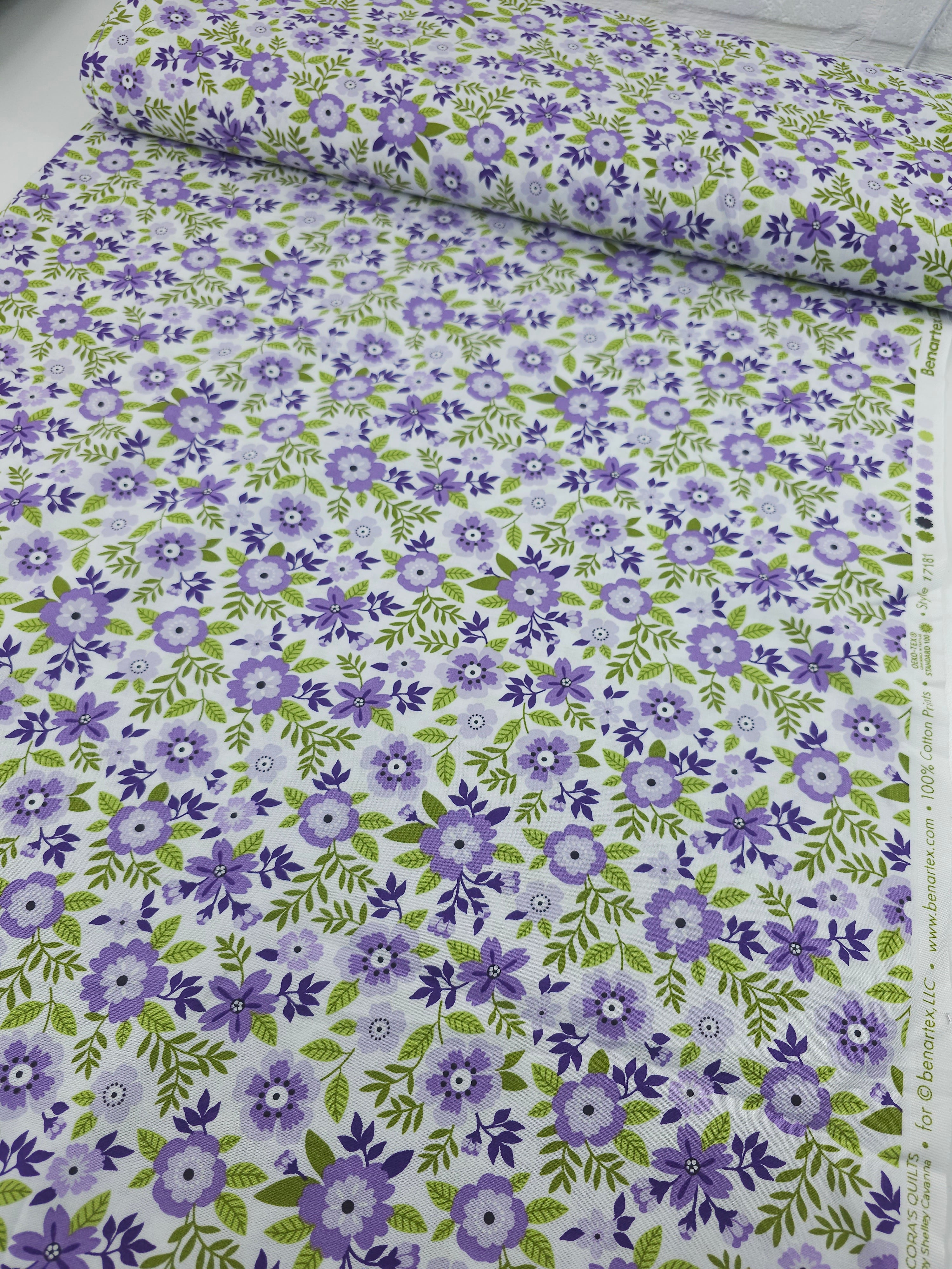 Small Lilac Garden Bloom Floral 100% Cotton