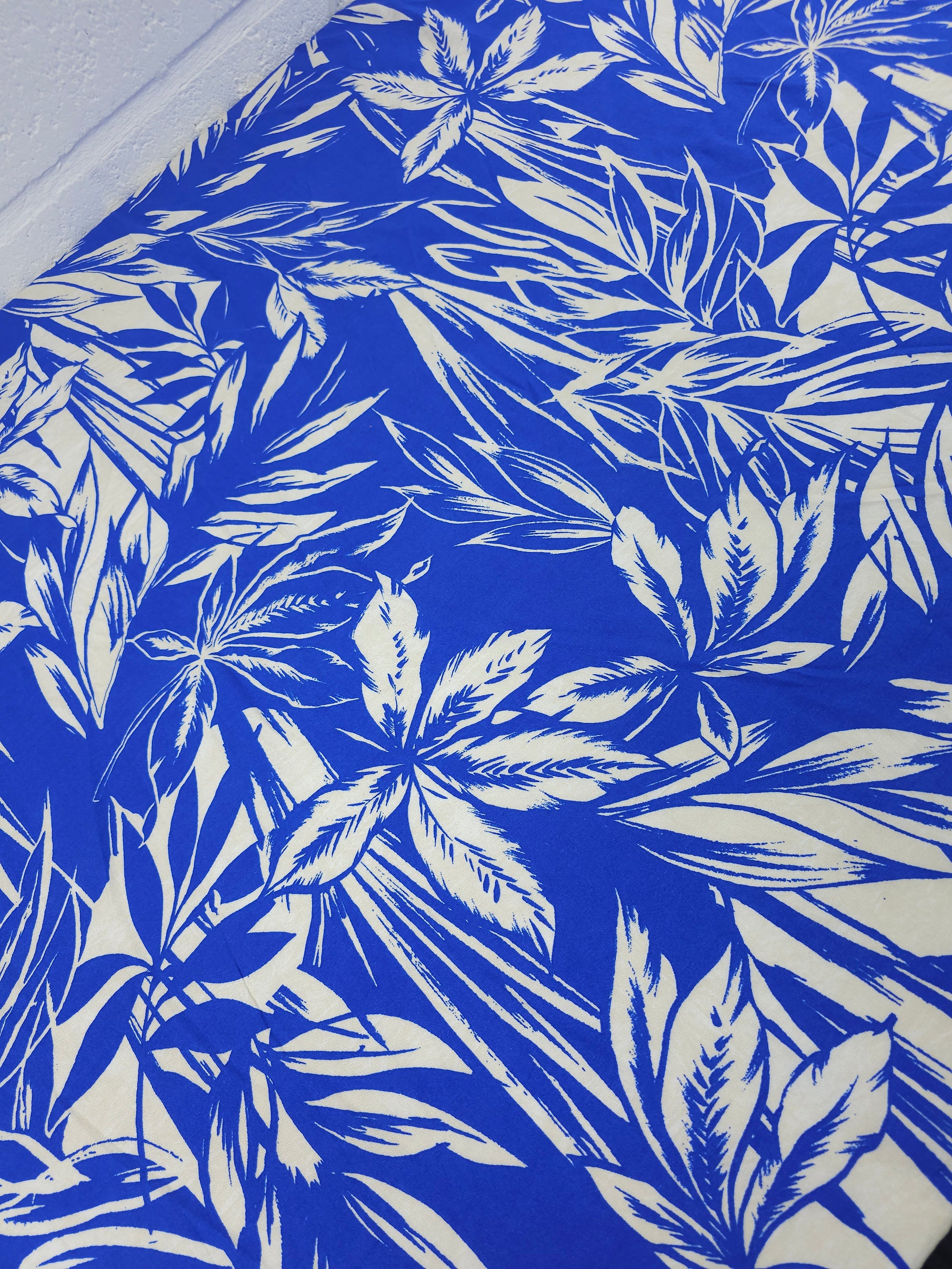 Blue Bamboo Floral Viscose Linen