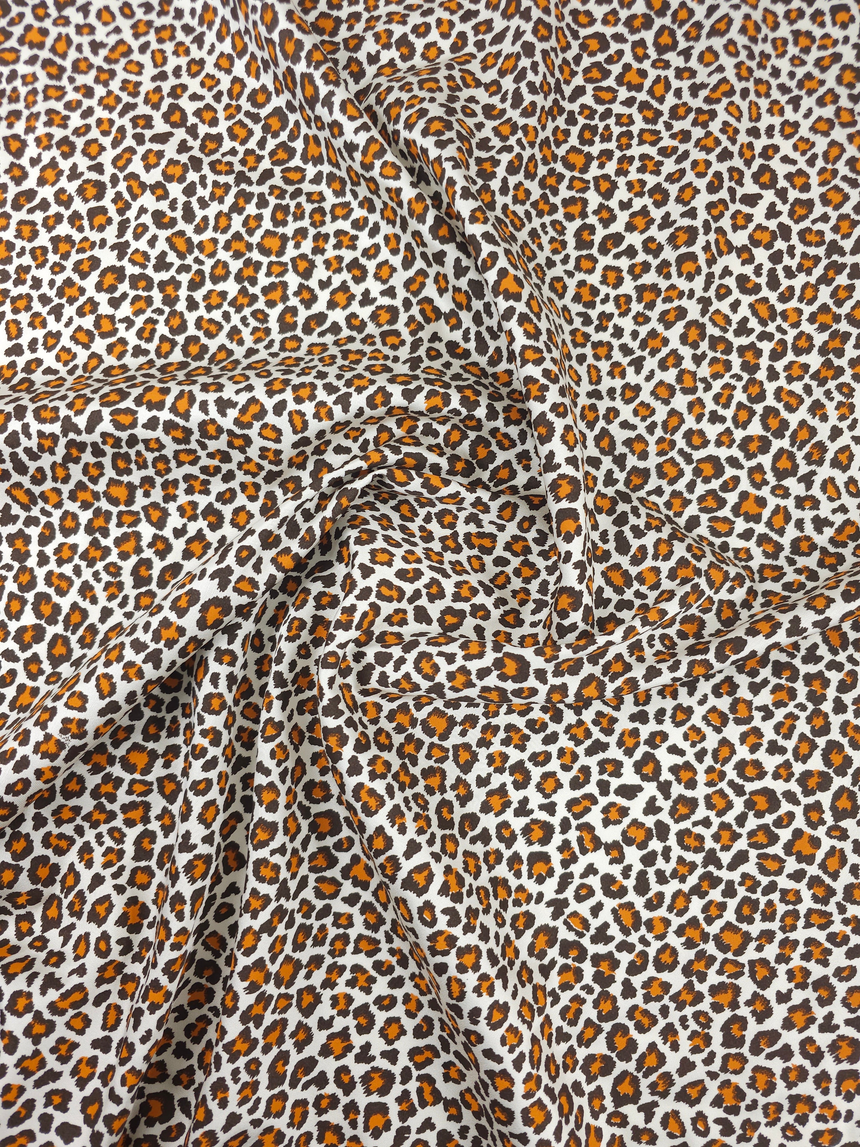 Orange/Brown Mini Leopard Lightweight Cotton Sateen