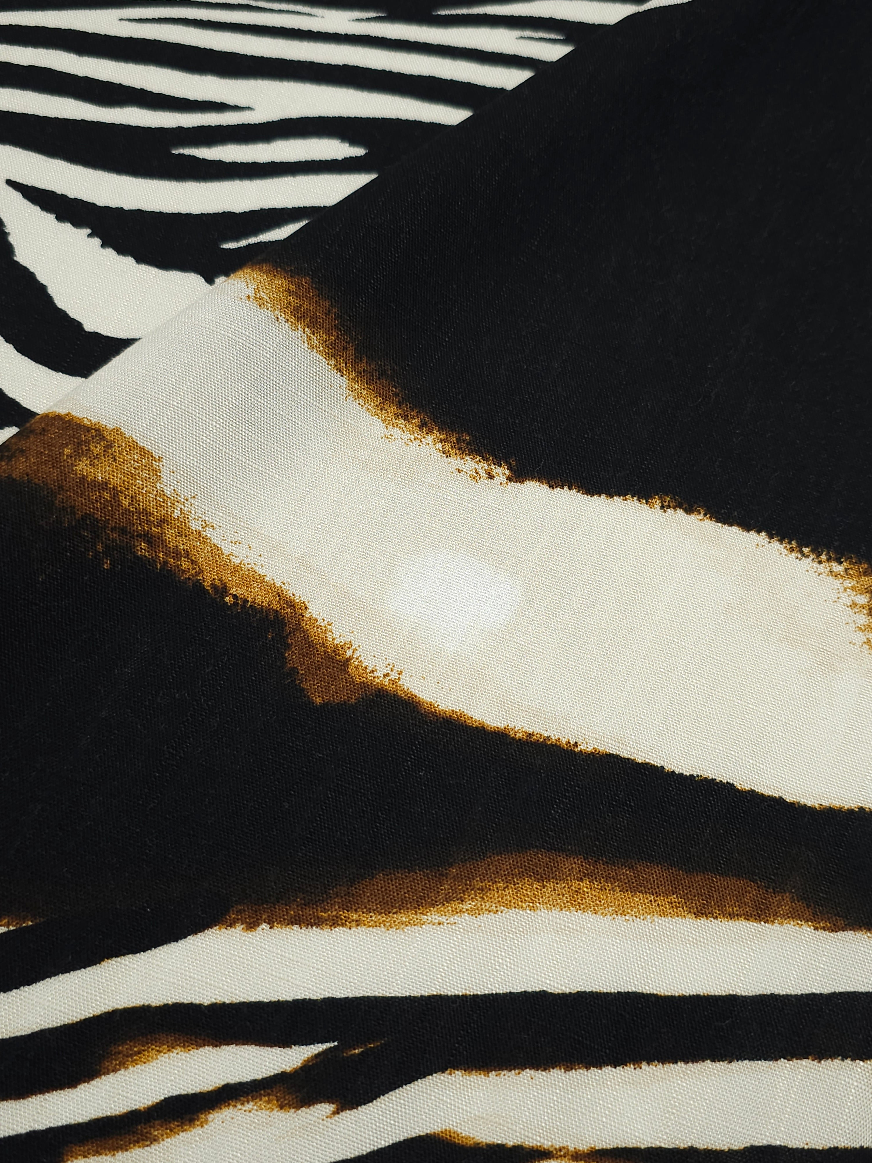 Cream/Black Abstract Zebra Burn Viscose