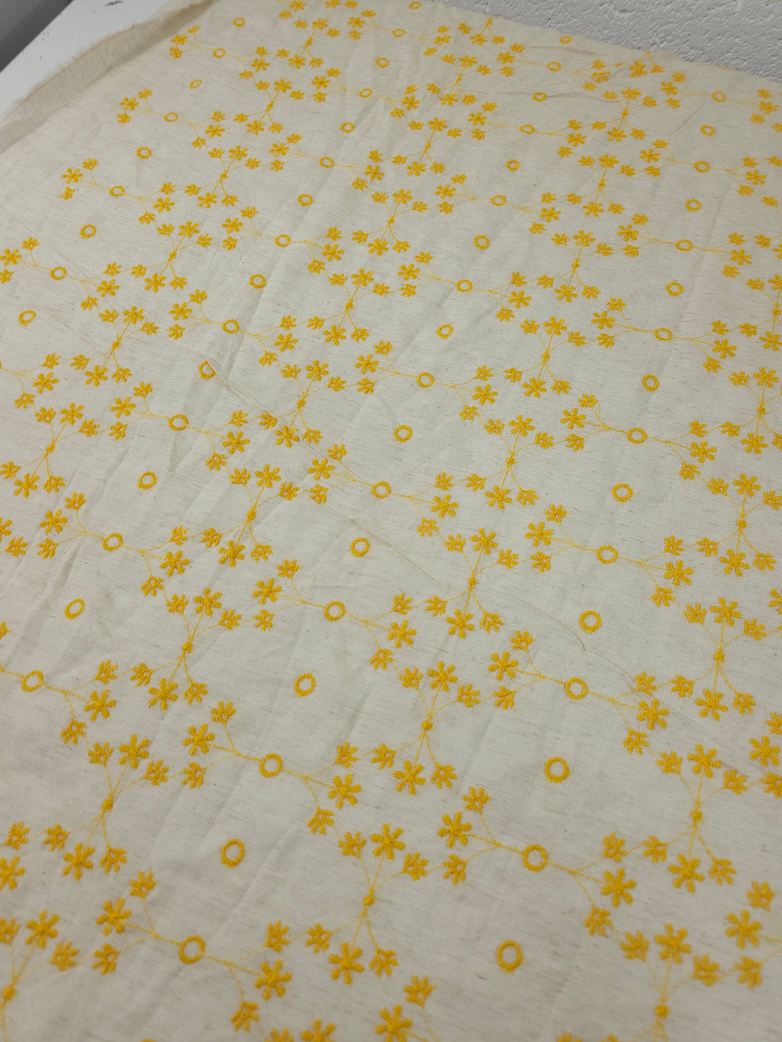 Marigold/Beige Tapestry Viscose Broderie Anglaise