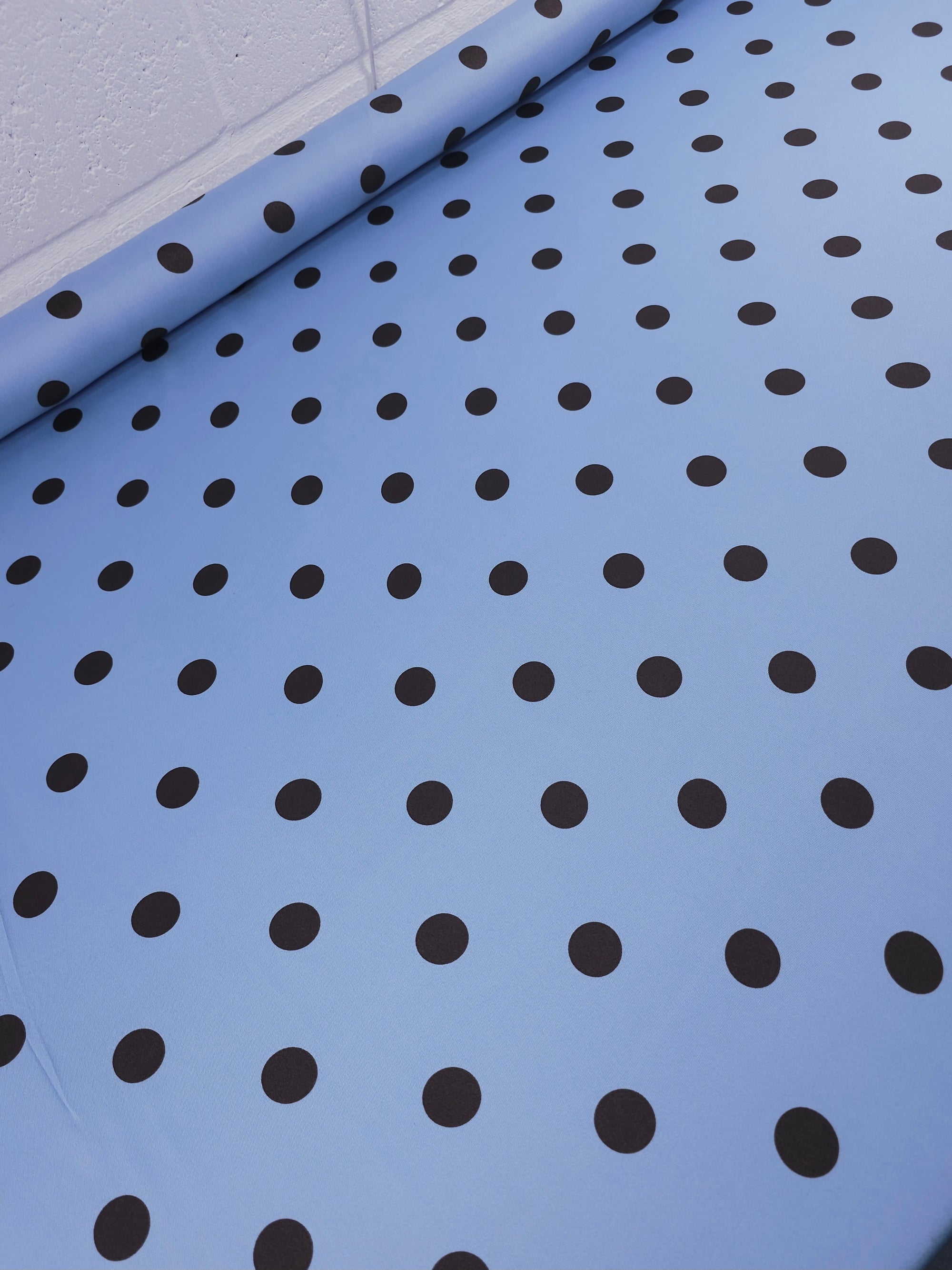 Cornflower Blue/Brown Polka Spot Poly