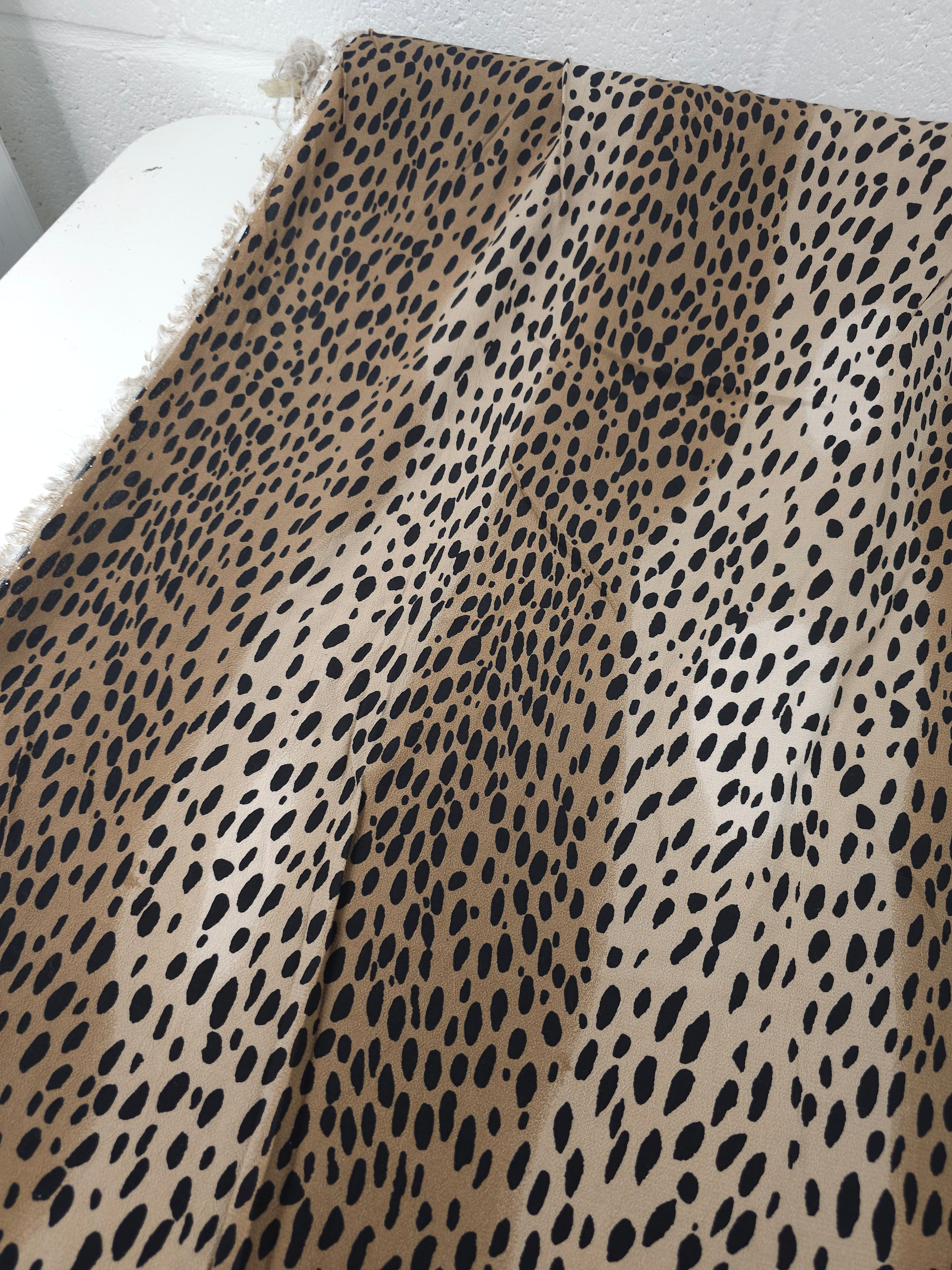Brown/Beige Irregular Leopard Viscose Crepe