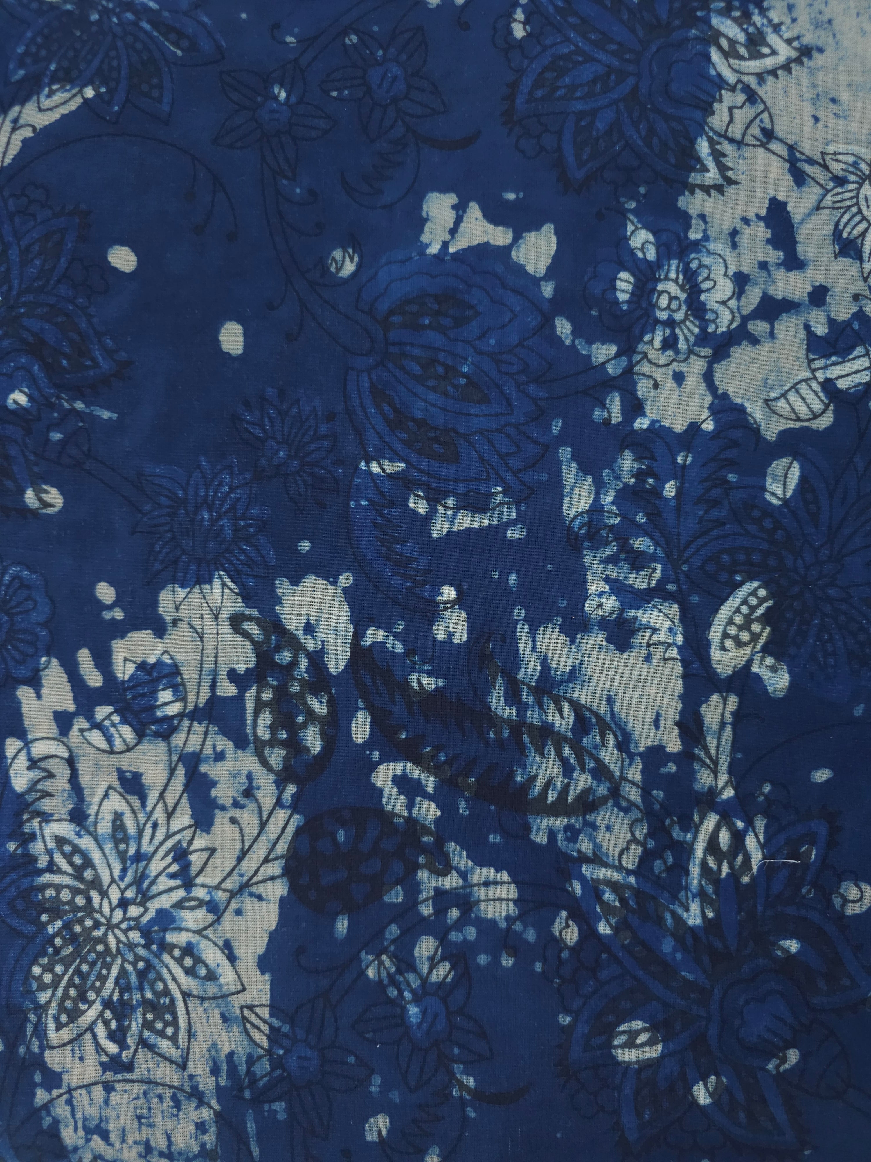 Deep Blue Static Paisley Block Print Cotton