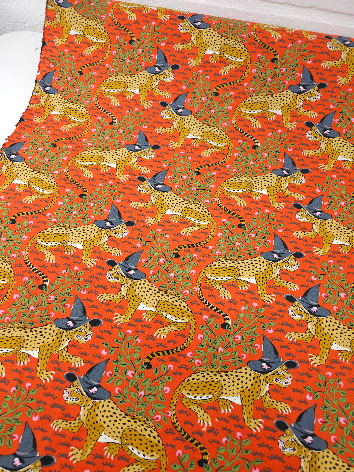 Orange Witchy Leopard Cotton Poplin