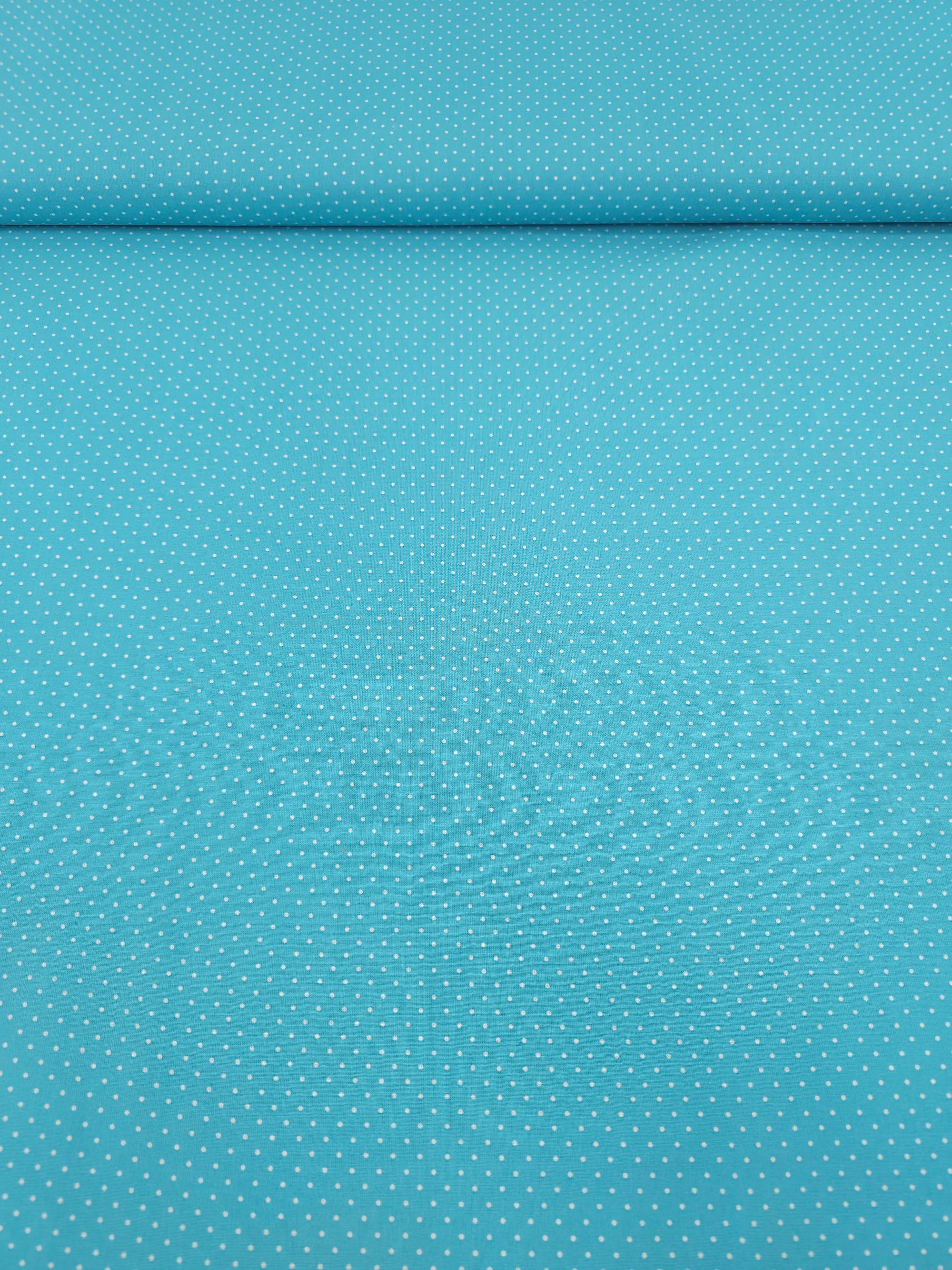 Turquoise Blue Micro Polka Dot 100% Cotton 60"