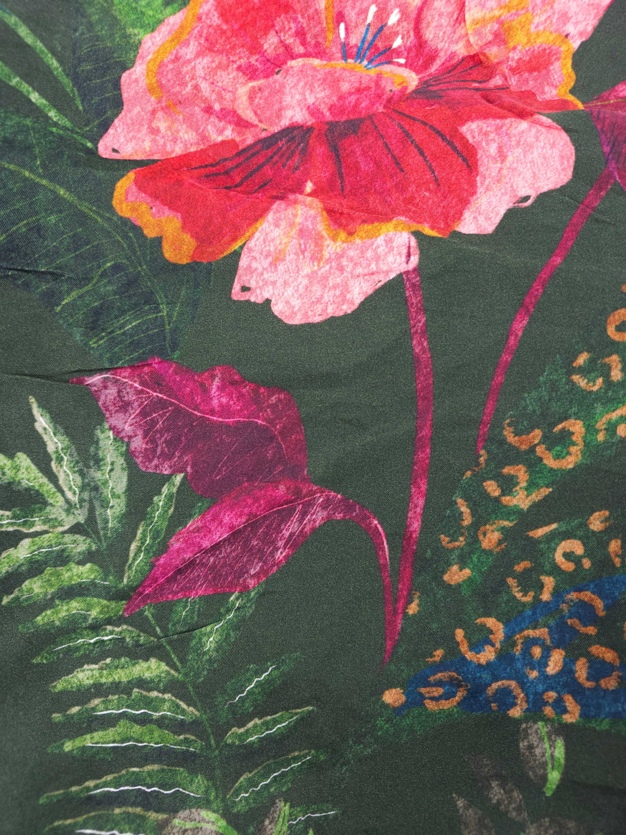 Tropical flower Viscose sateen- 2.4m piece