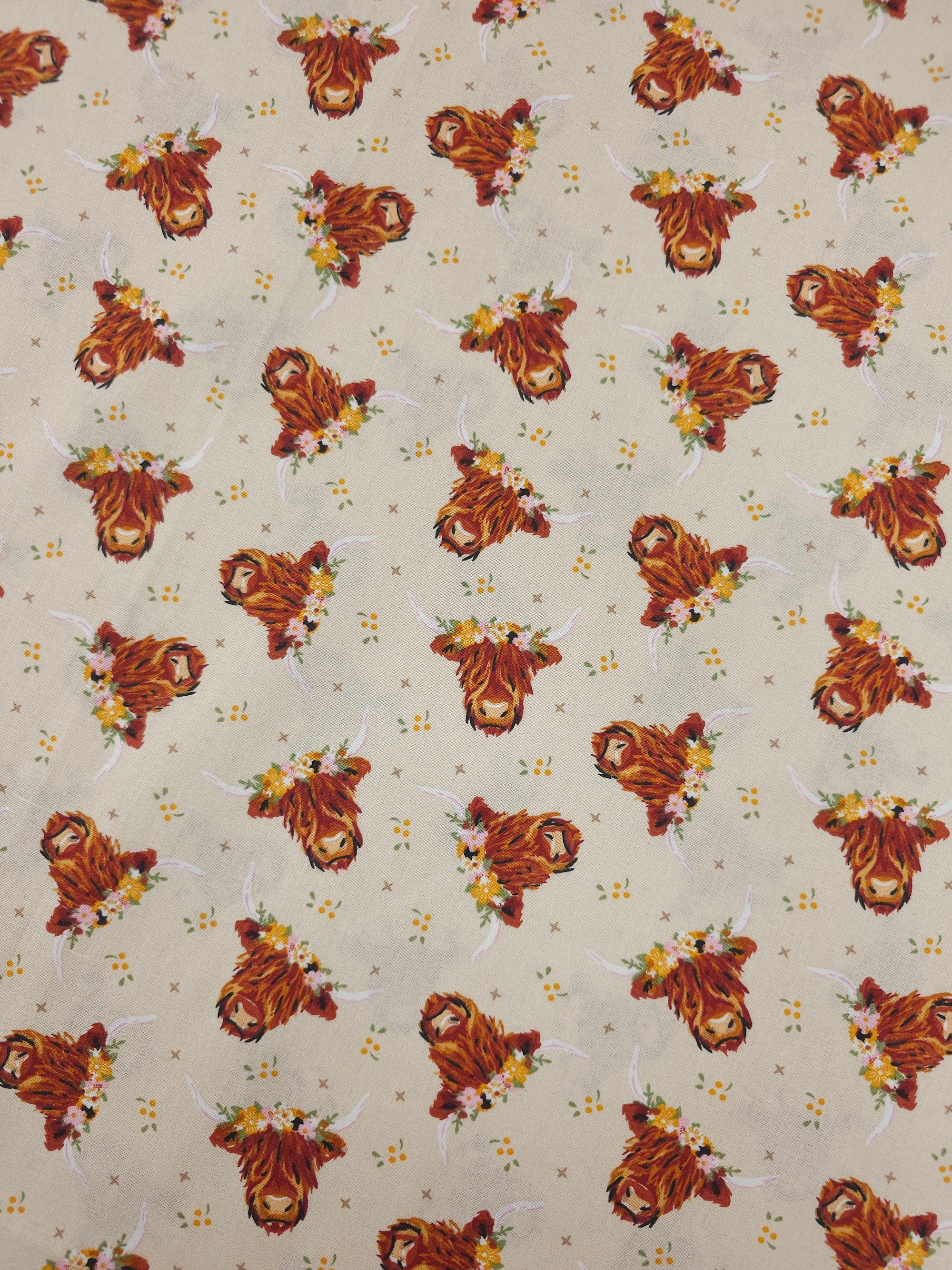 Highland Cow Floral 100% Cotton