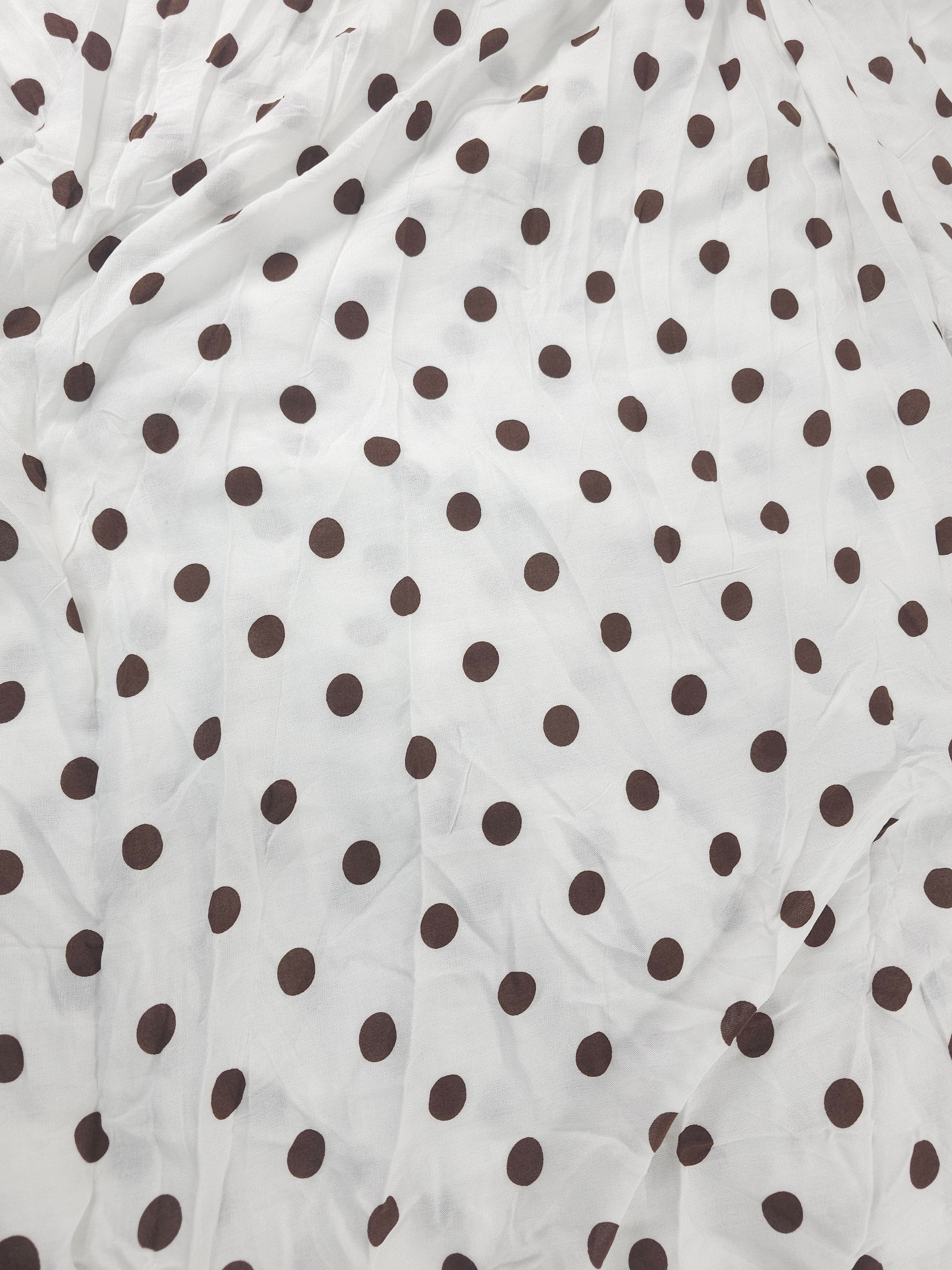 Light brown polka Viscose Chalis- 3m piece