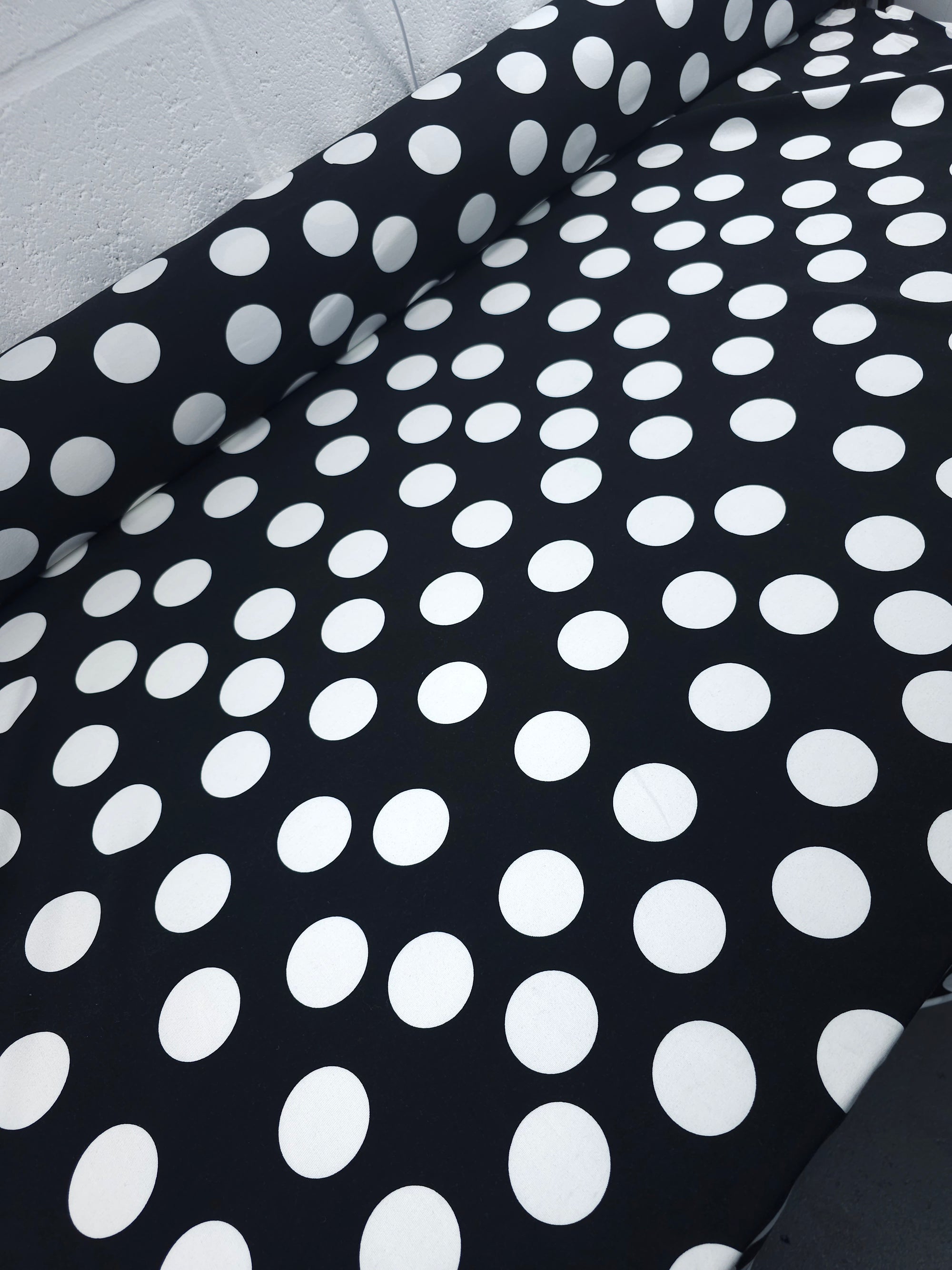 Black/White Large Irregular Polka Spot Lightweight Cotton Loopback