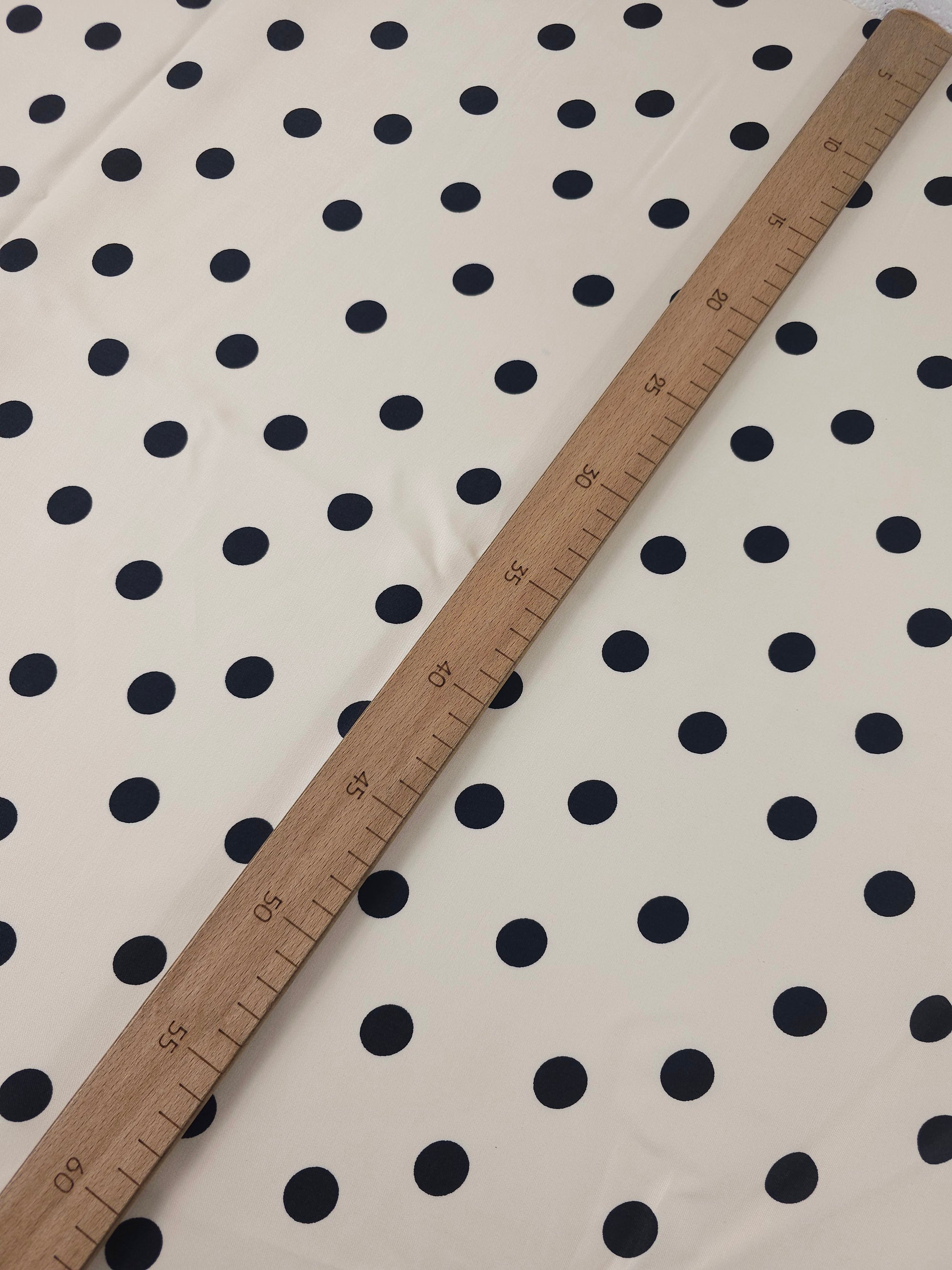 Light Cream/Black Medium Polka Spot Viscose Satin
