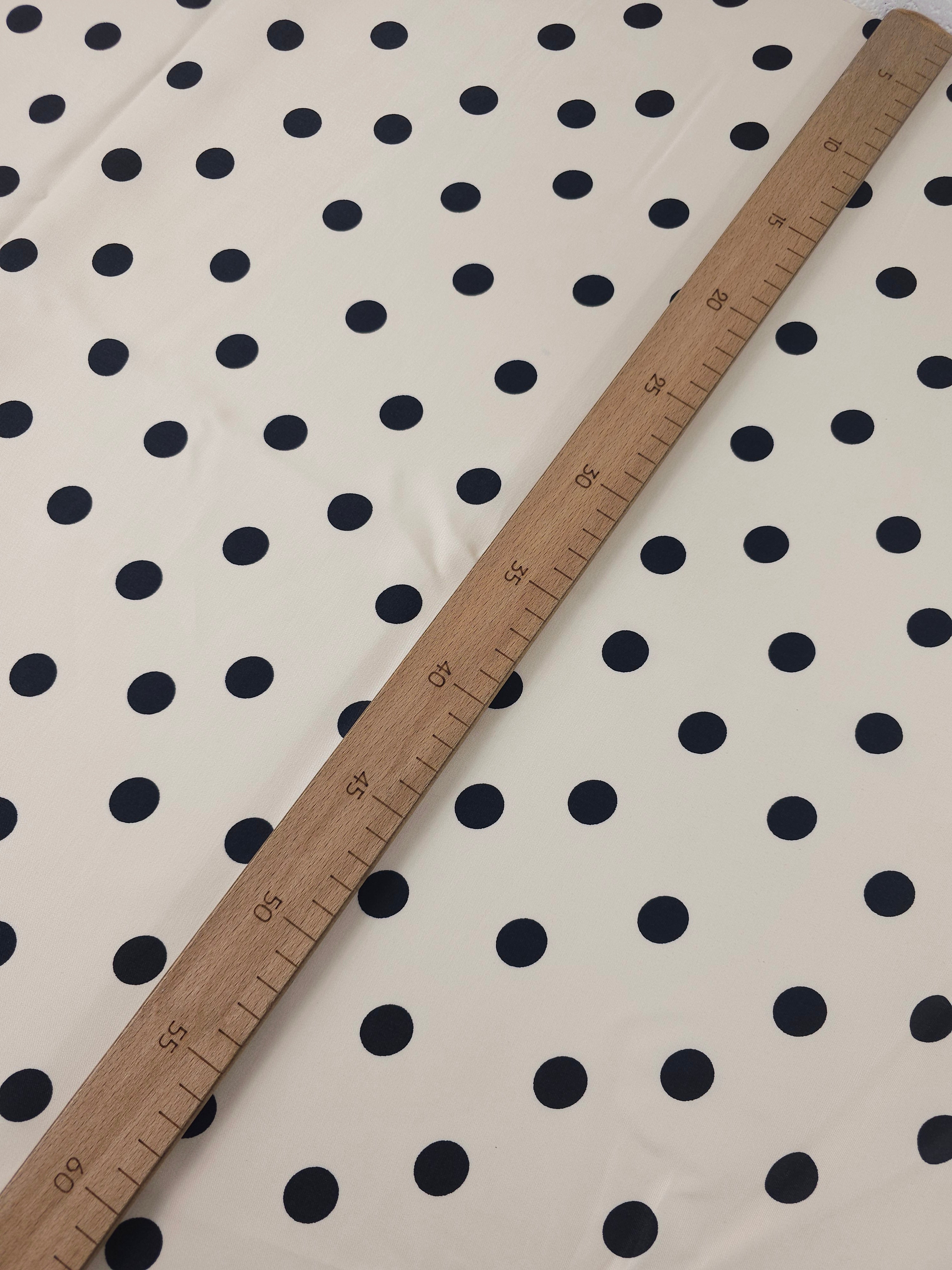 Light Cream/Black Medium Polka Spot Viscose Satin