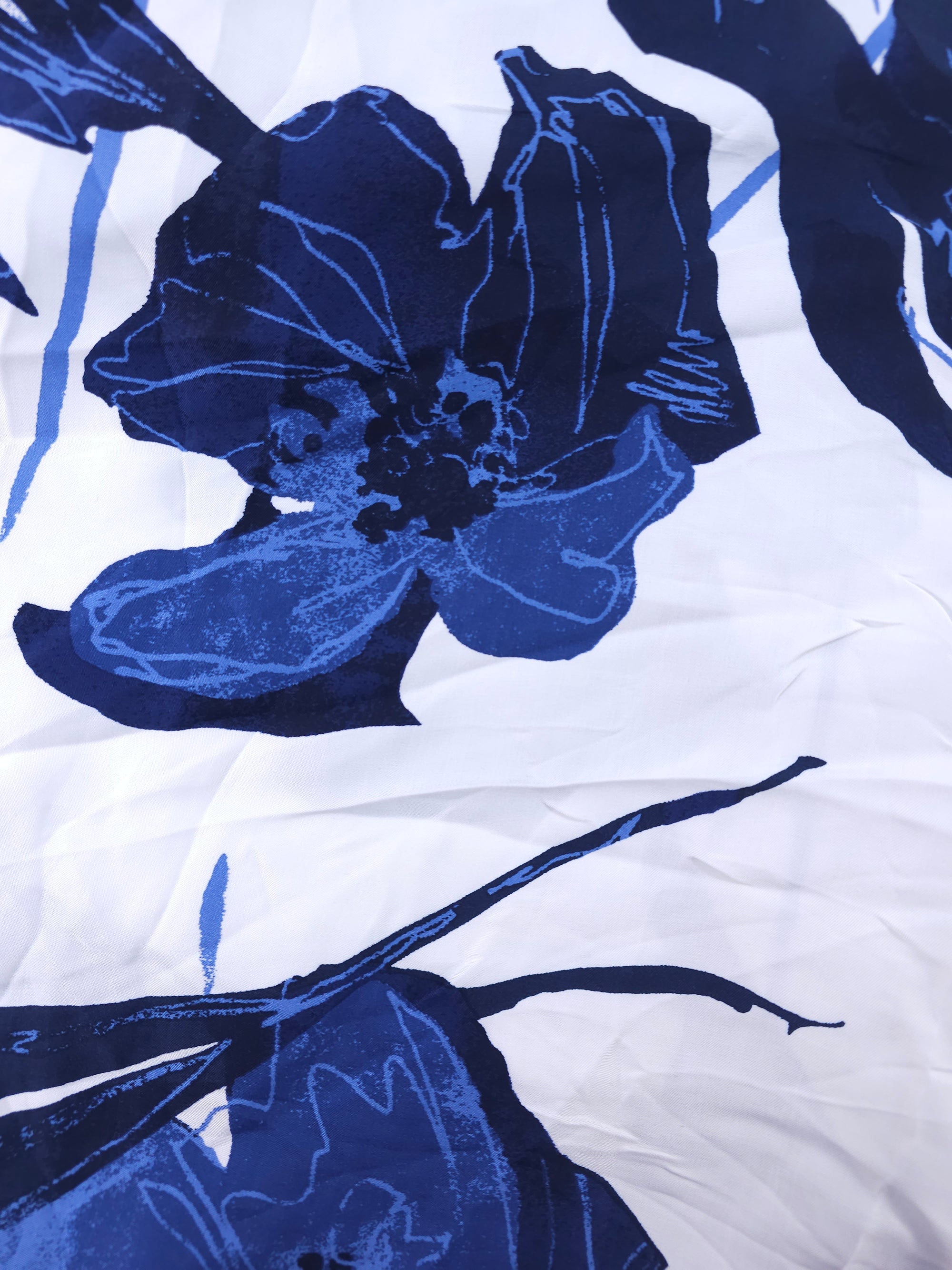 Dark blue floral Viscose sateen- 1.2m piece