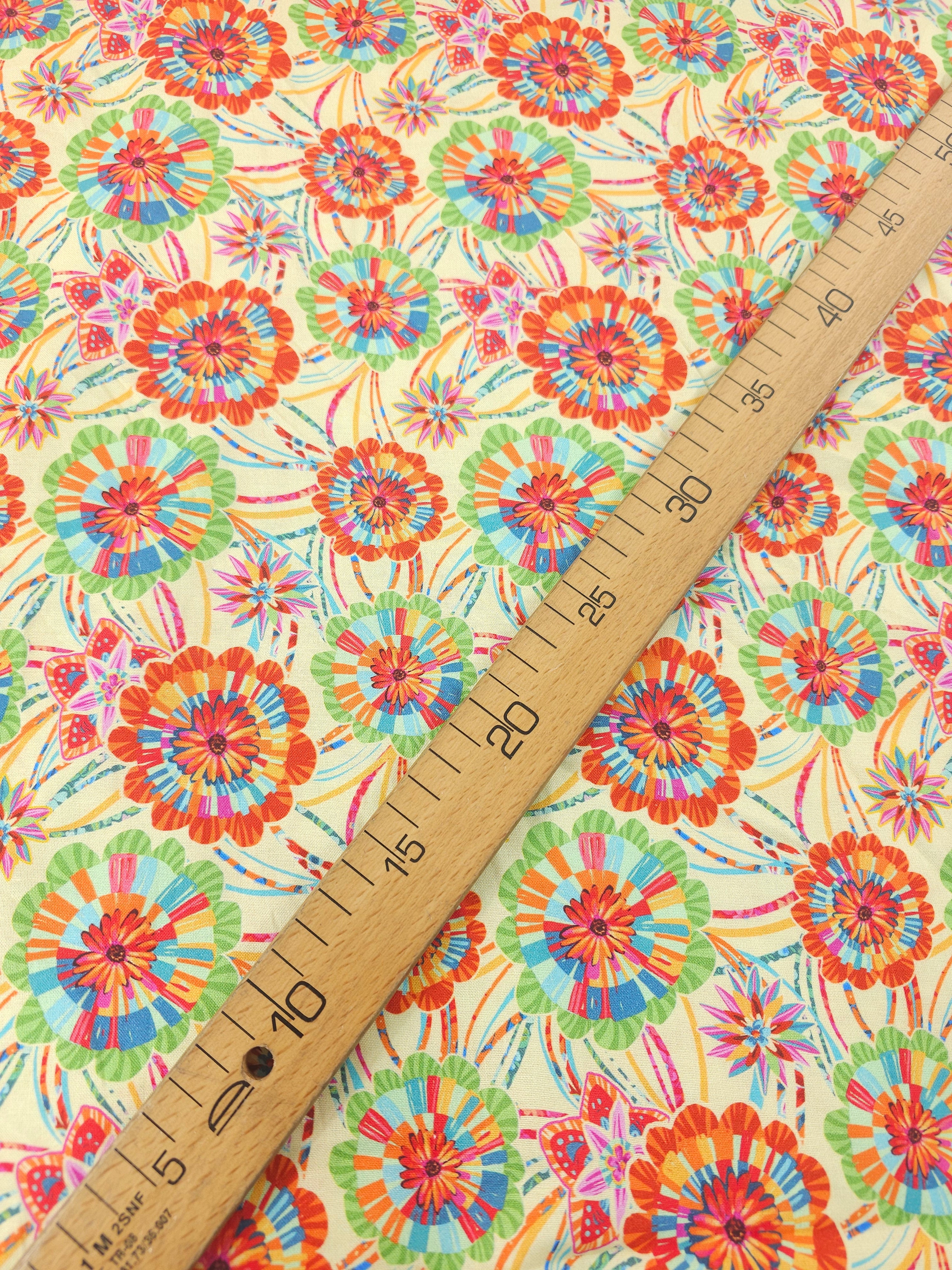 Pale Yellow Mandala Festival 100% Cotton - Odile Bailloeul