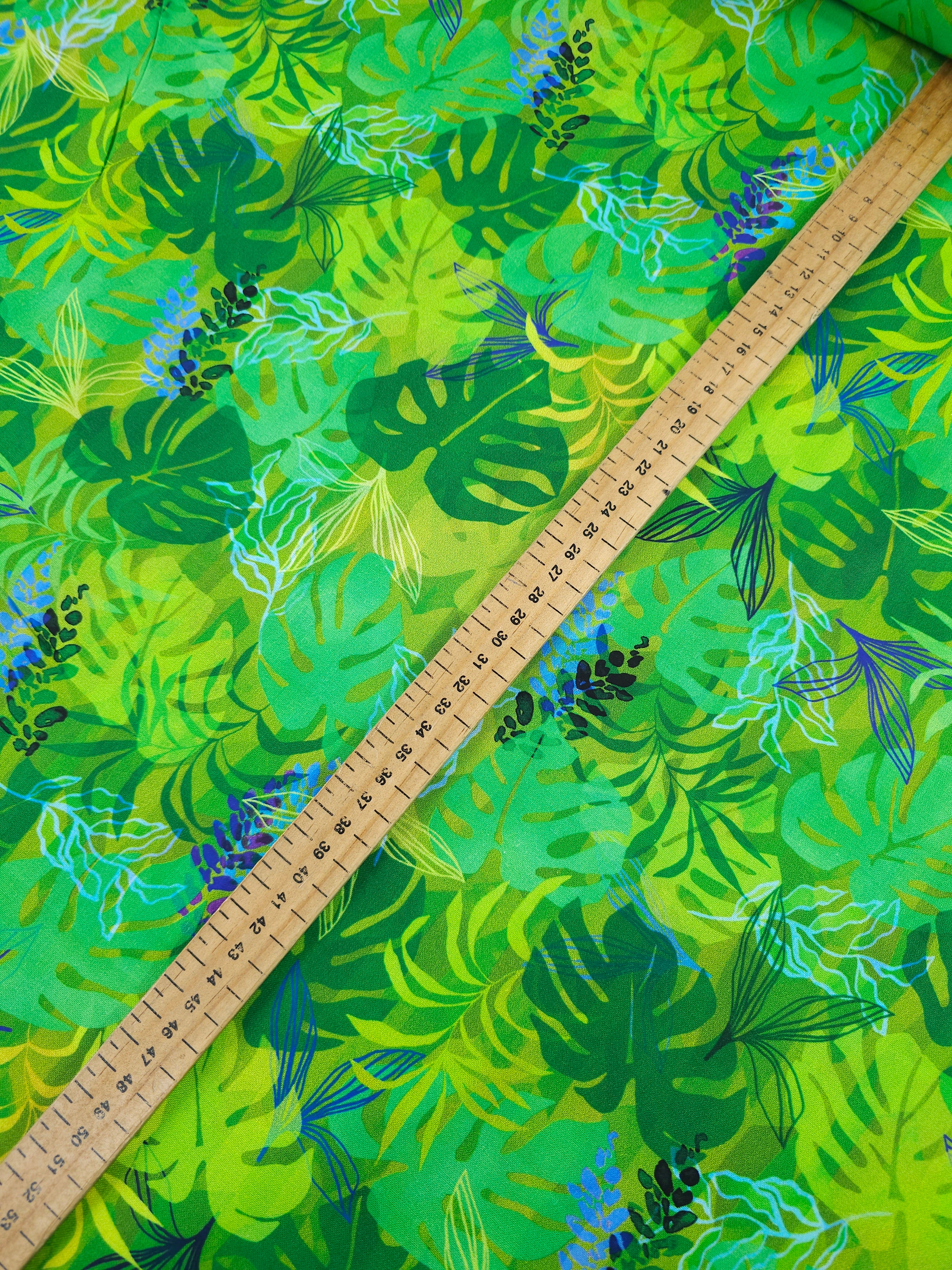 Light Green Jungle Palm Leaf 100% Cotton 108" - Robert Kaufman *EXTRA WIDE*