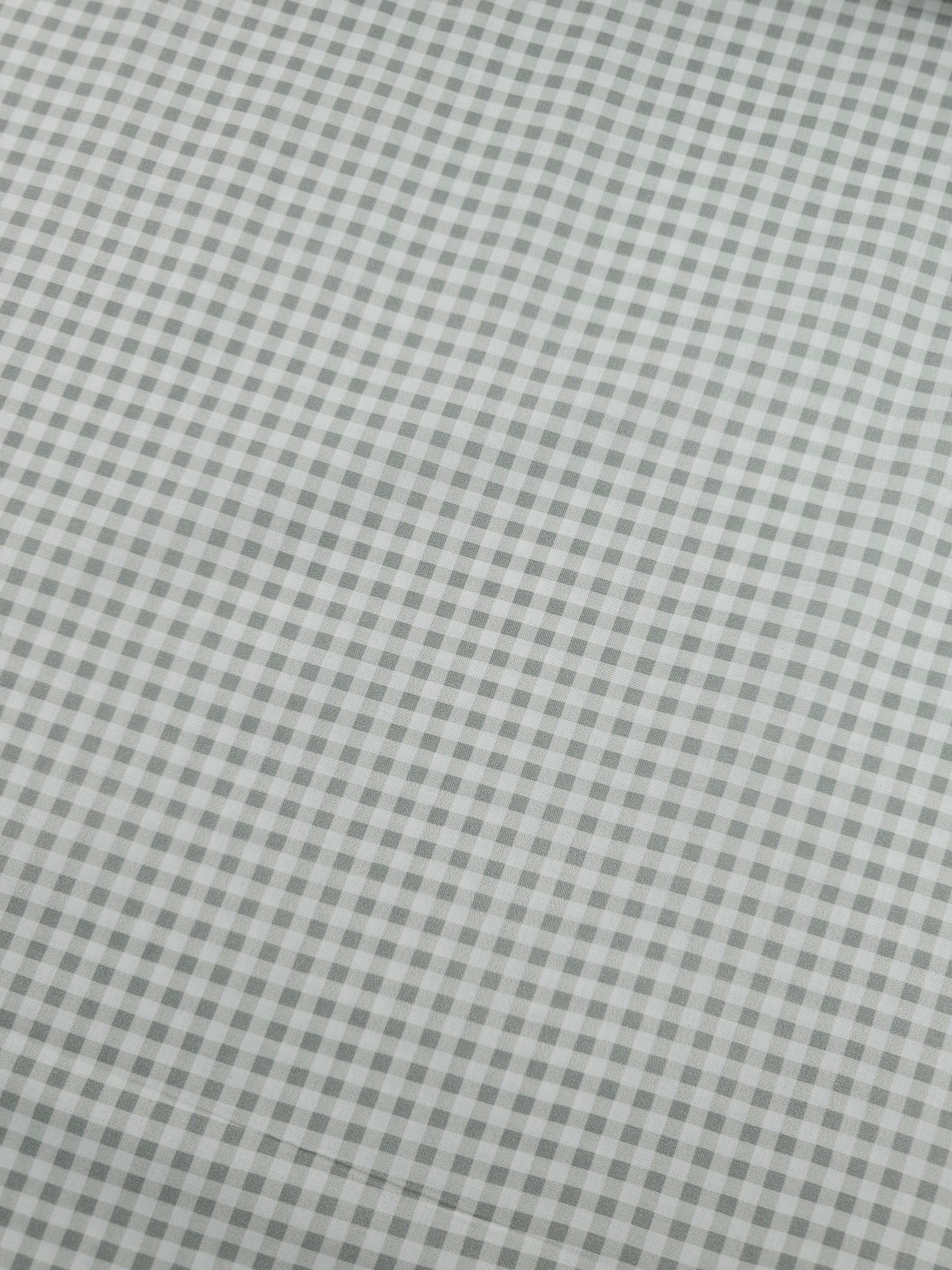 Light Grey/White Small Gingham 100% Cotton
