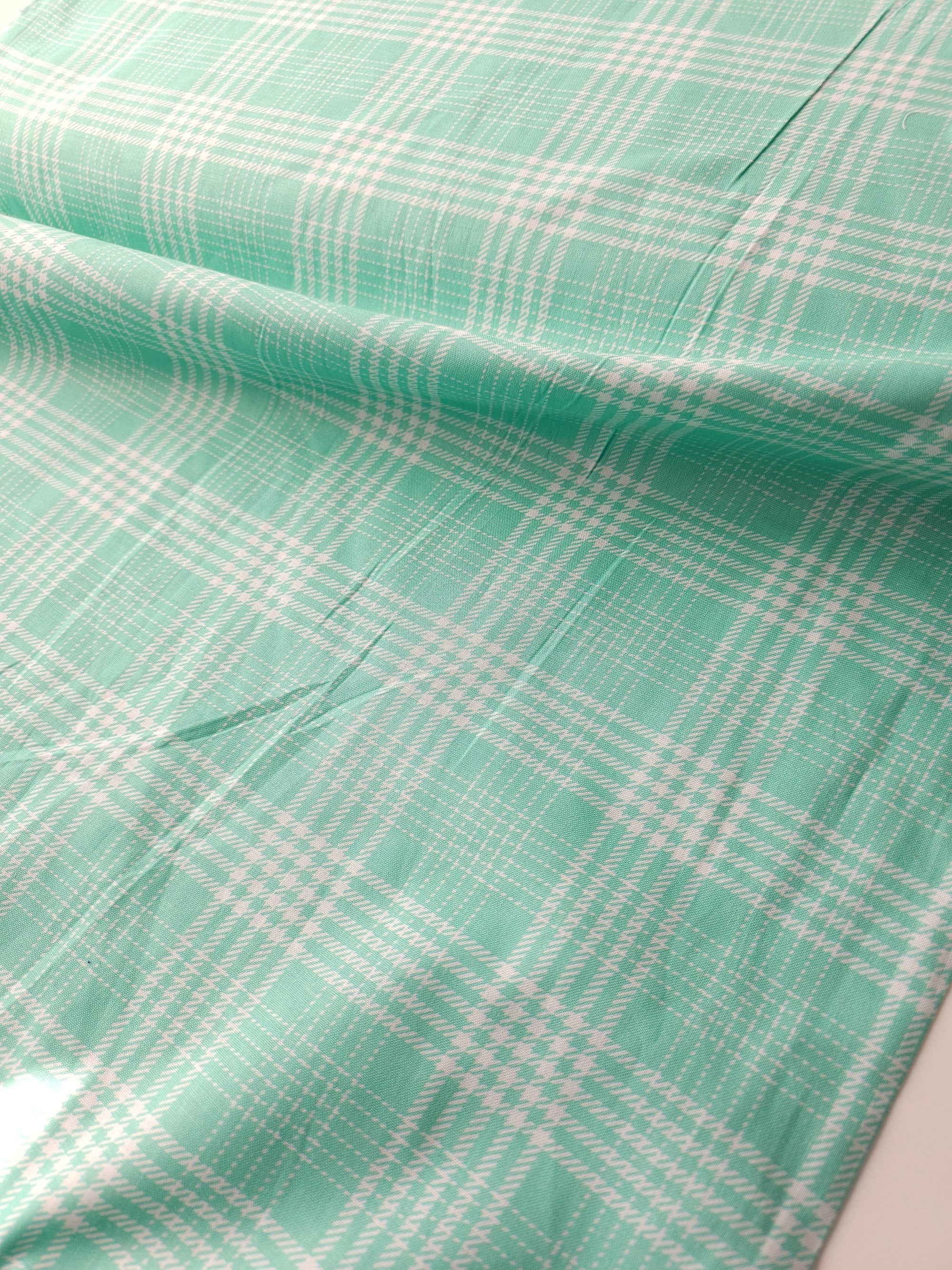 Mint Green Tartan 100% Cotton