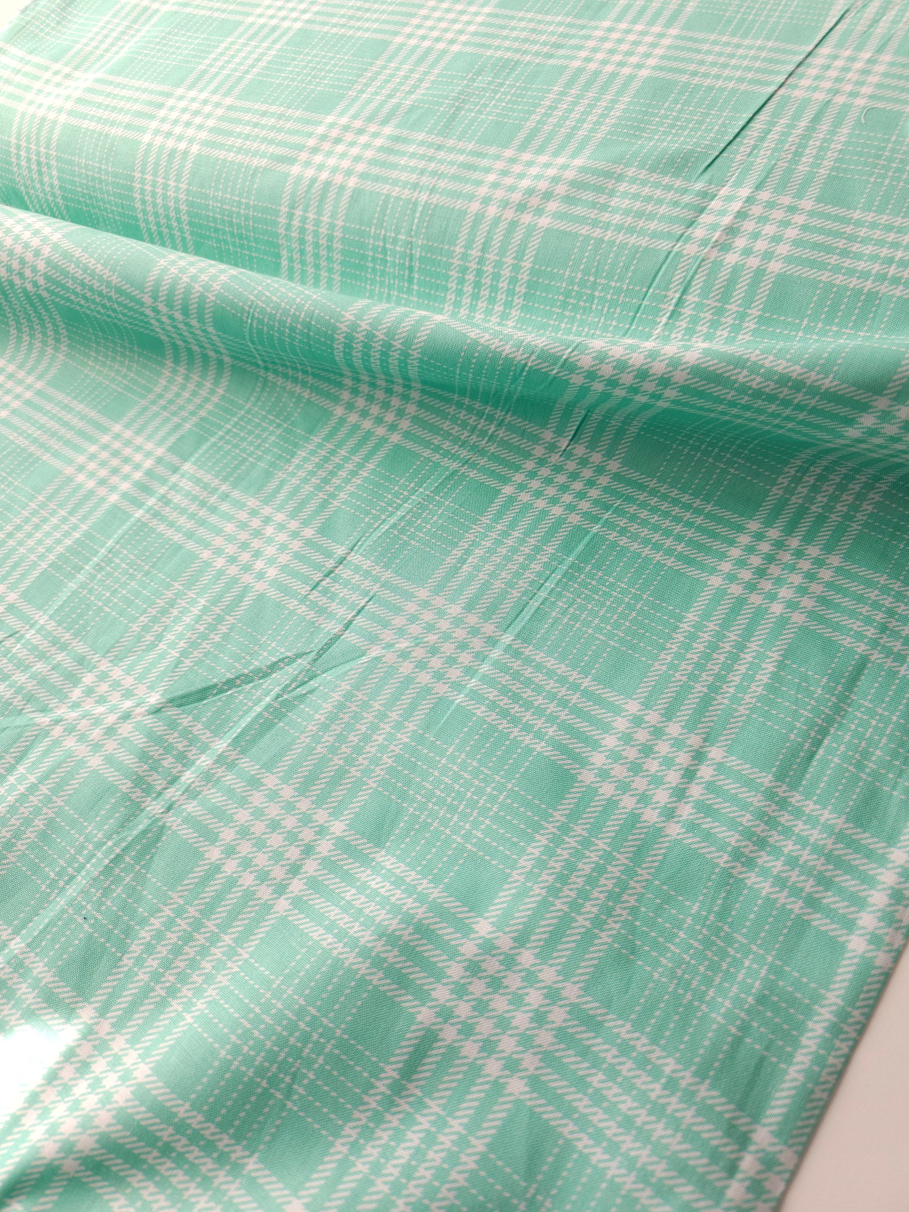 Mint Green Tartan 100% Cotton