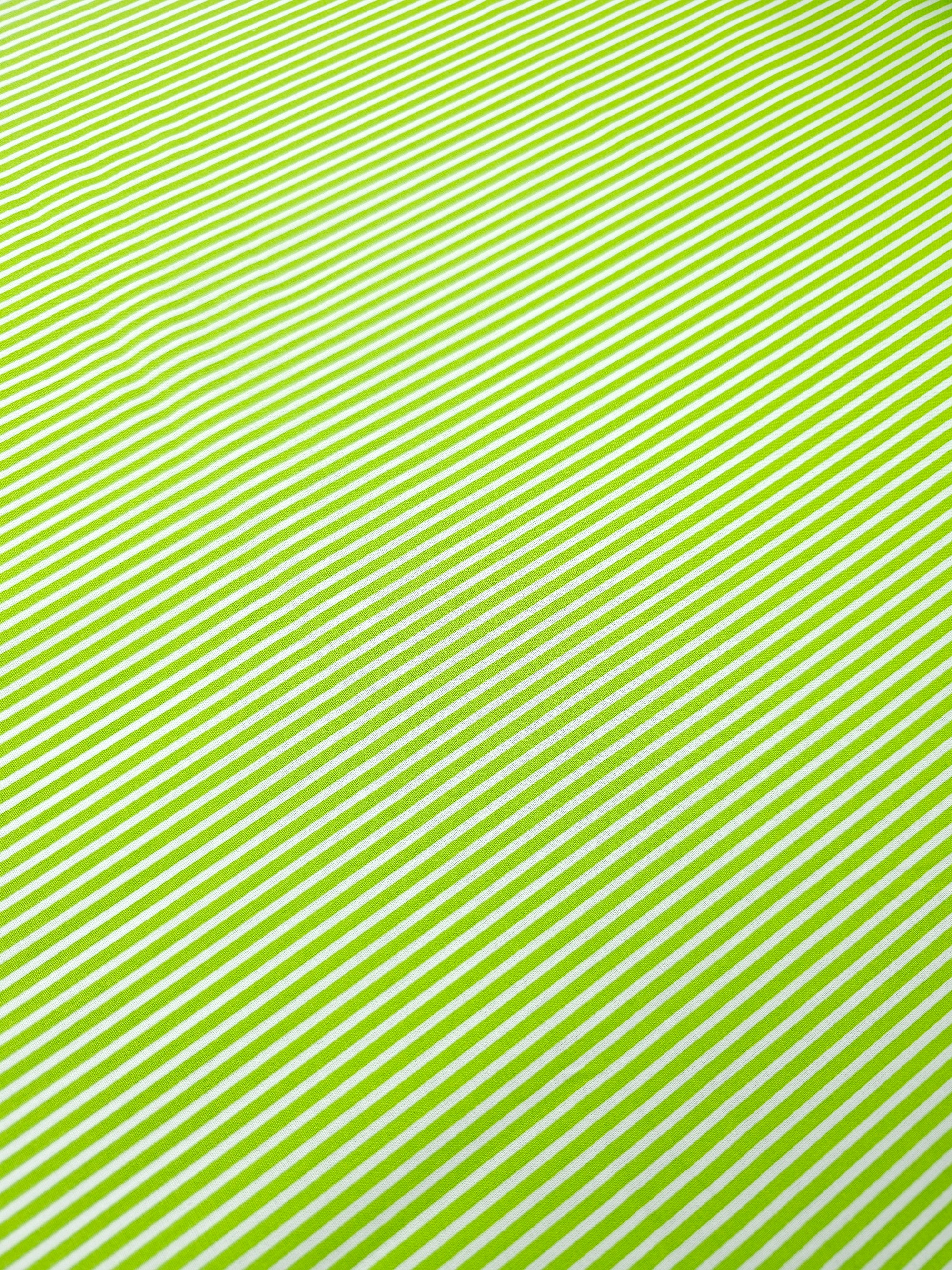 Neon Green Stripe 100% Cotton