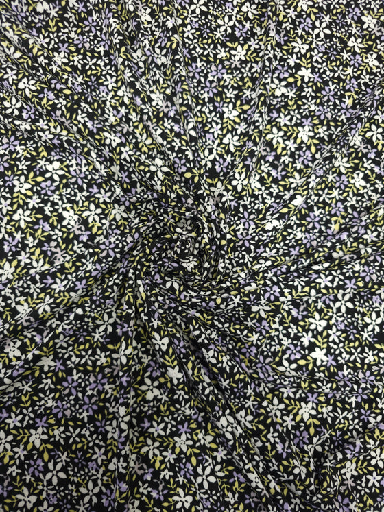 Purple/Yellow Floral Soft Viscose Jersey
