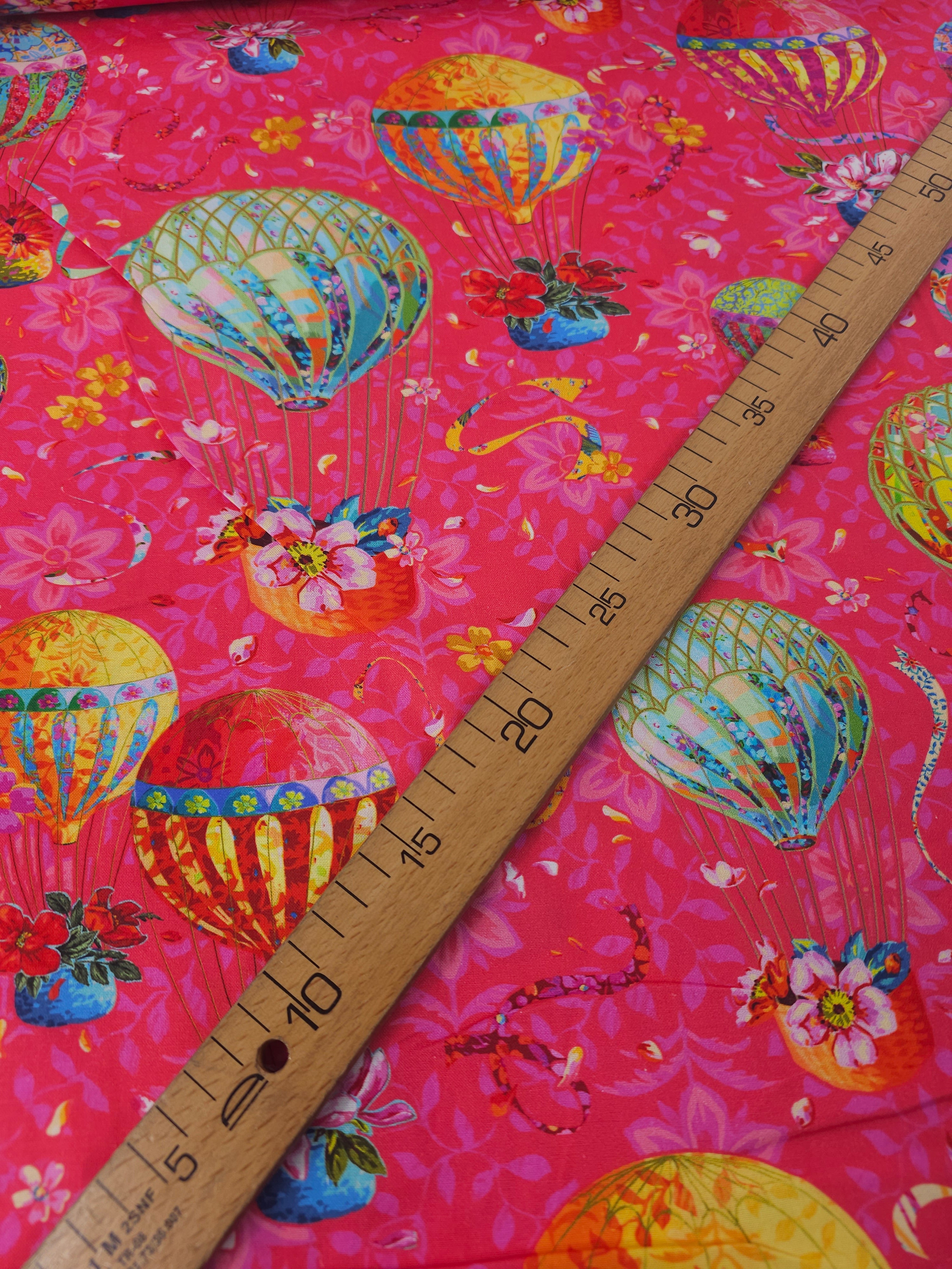 Hot Pink Air Balloon Festival 100% Cotton - Odile Bailloeul