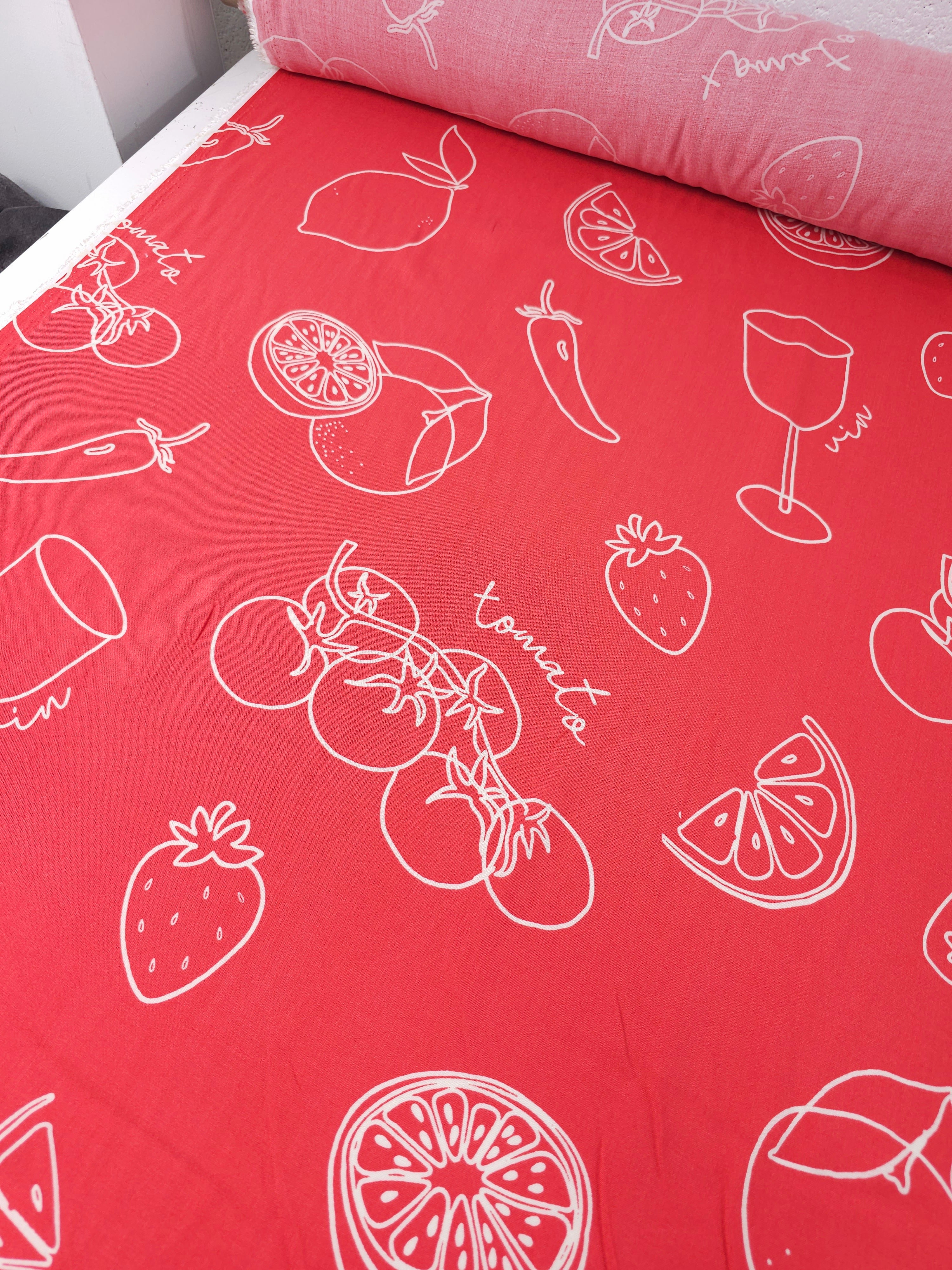 Soft Red Fruit Cocktail Viscose Challis