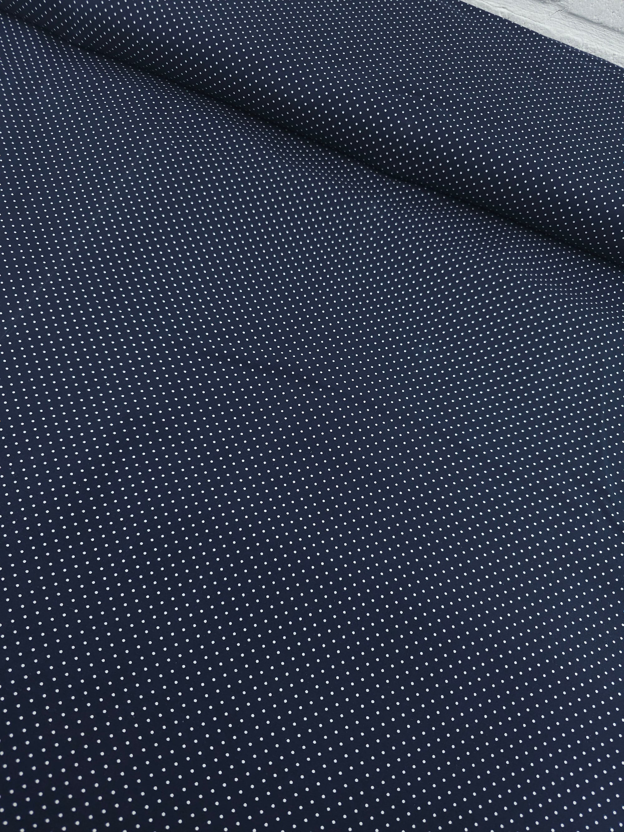 Dark Navy Micro Polka Dot 100% Cotton 60"