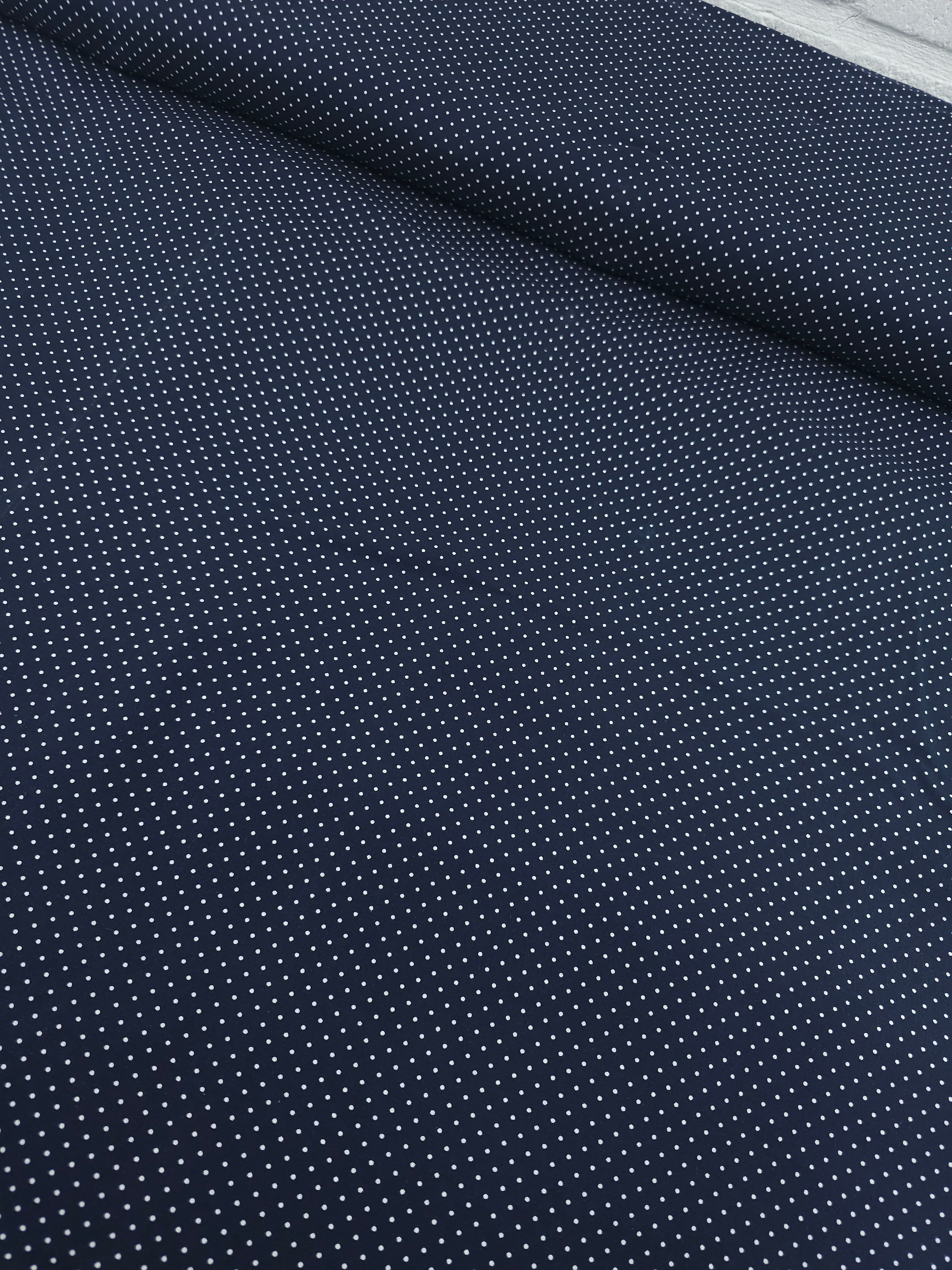Dark Navy Micro Polka Dot 100% Cotton 60"