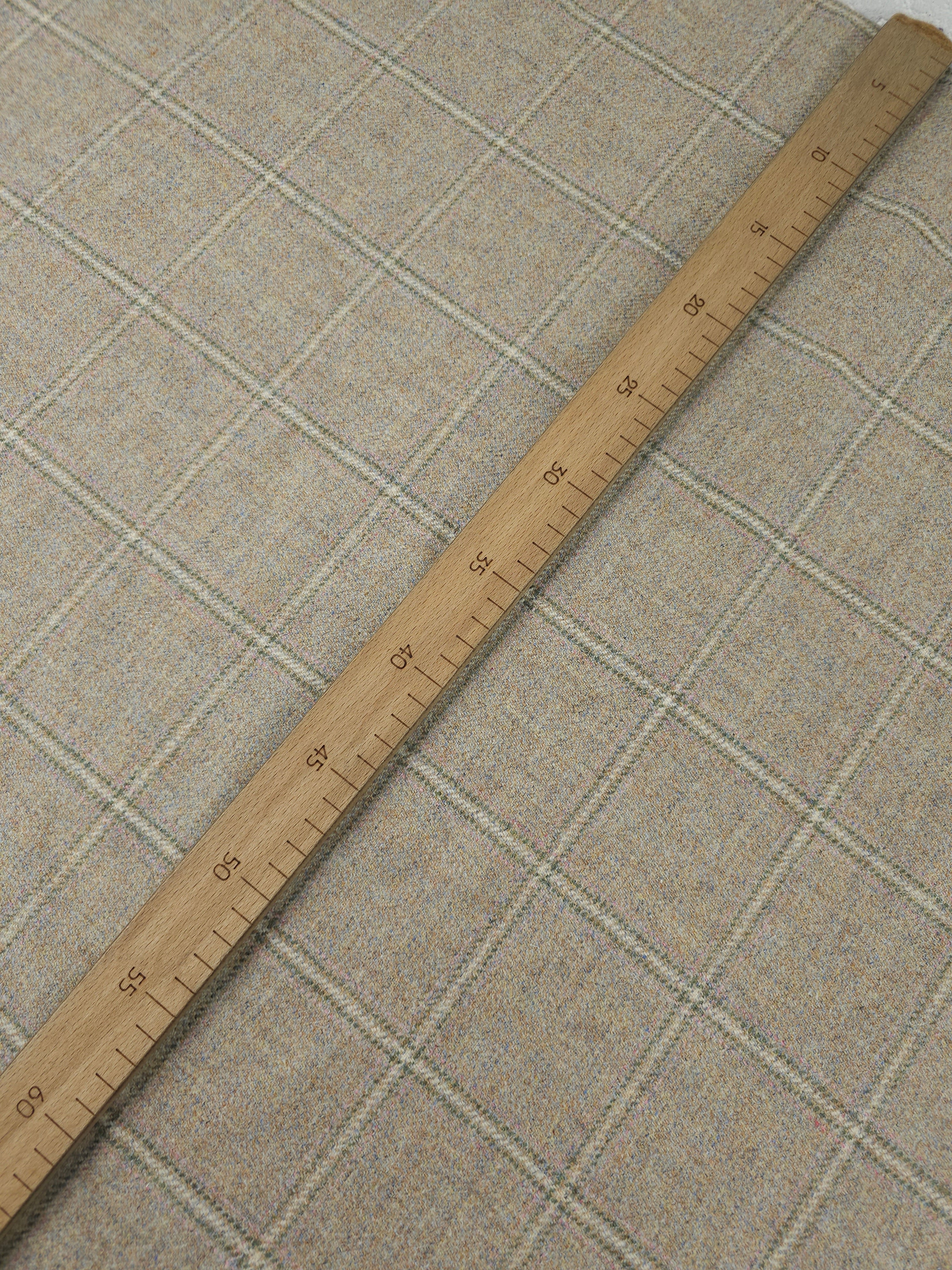 Beige/Multicolour Speckle Square Check Soft 100% Wool *ABRAHAM MOON*