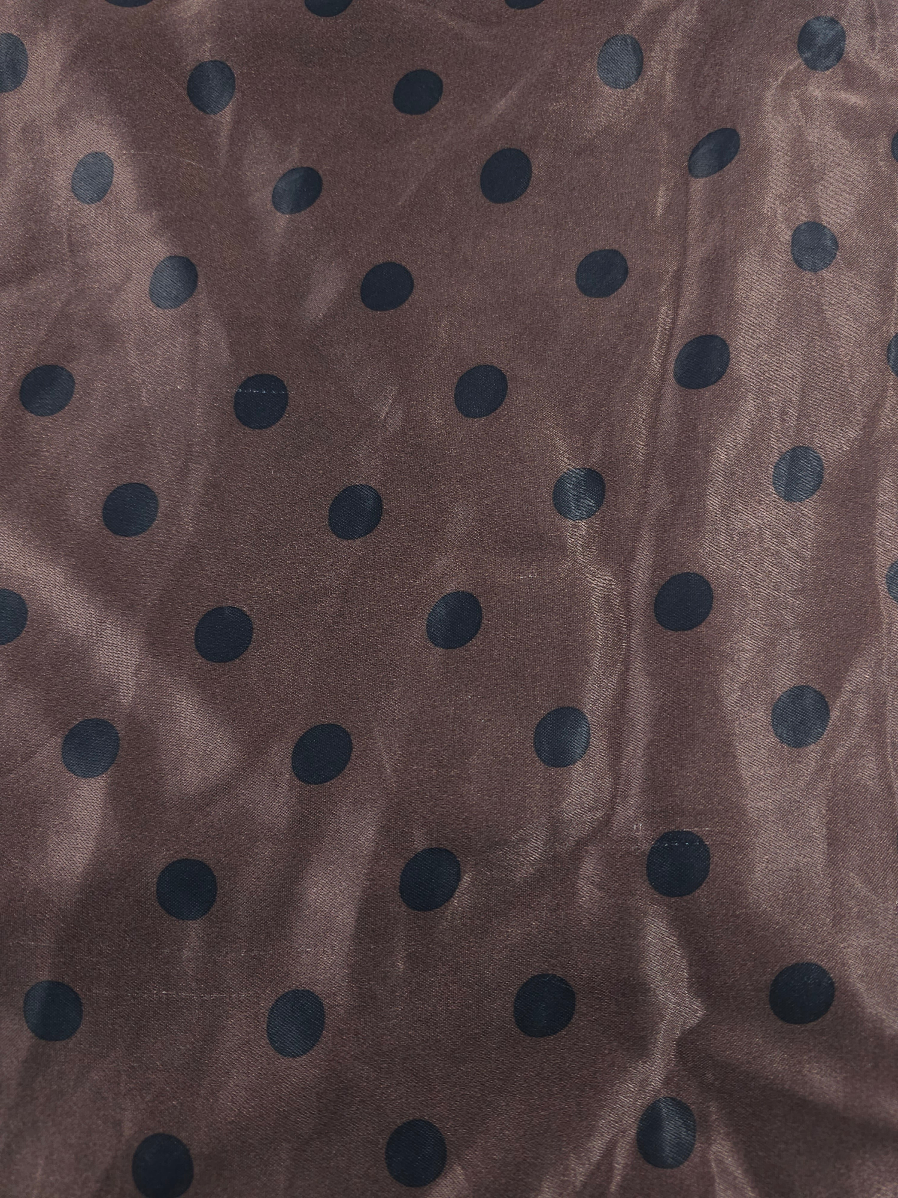 Brown polka Viscose satin- 1.7m piece