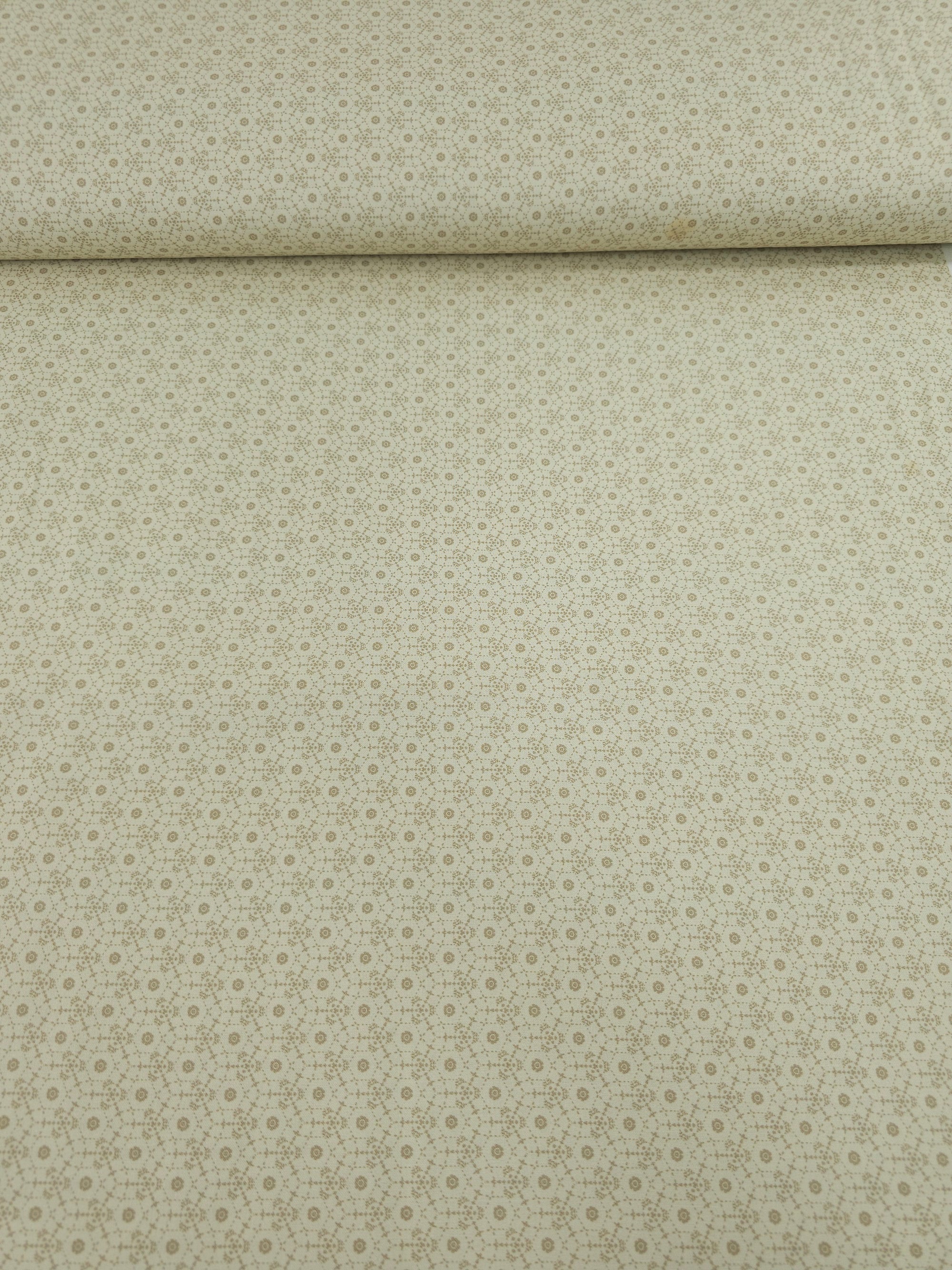 Beige Whimsy Hexagon Spiral Circle 100% Cotton *DEFECT*